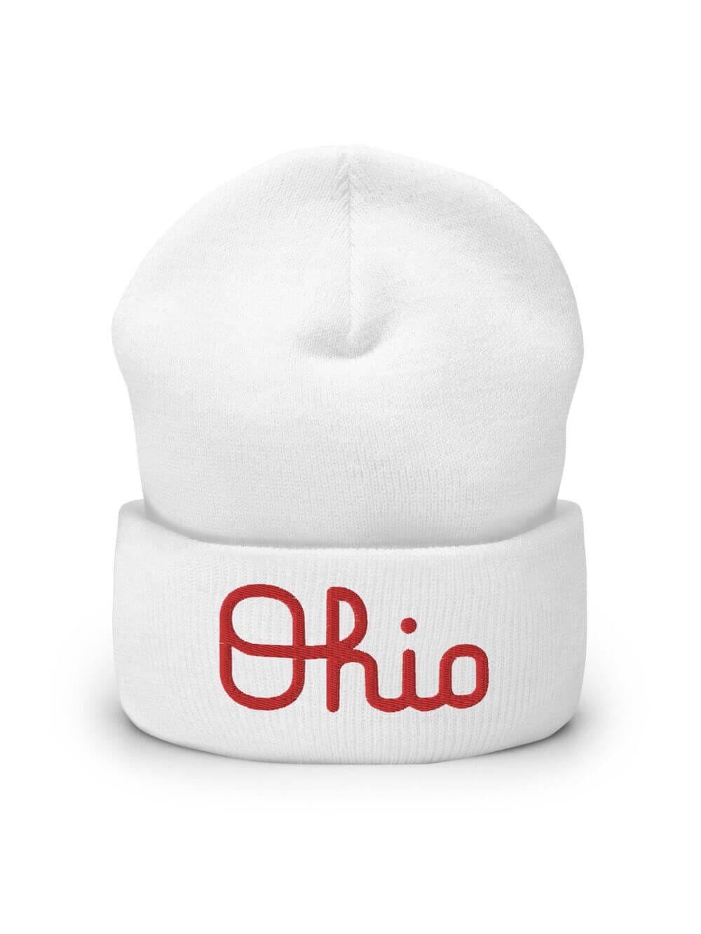 Script Ohio Embroidered Cuffed Unisex Beanie Hat、mySite、camillekostekn