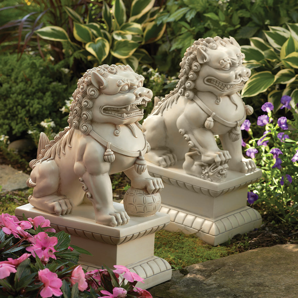 Foo Dog Garden Statues, White、mySite、topwebapps