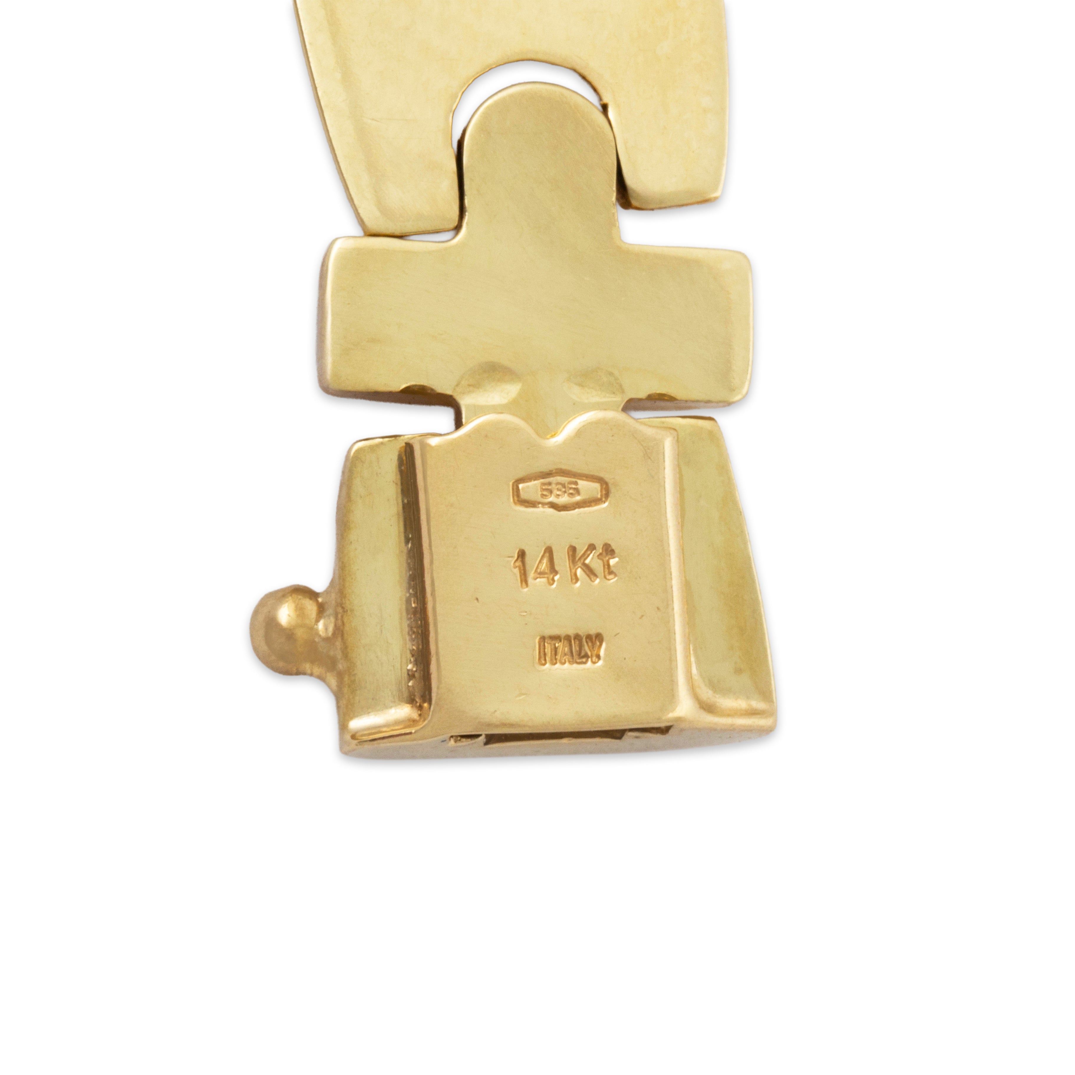 Vintage Italian 14k Yellow & White Gold Interlinking Line Bracelet 7、mySite、hinf8tx79