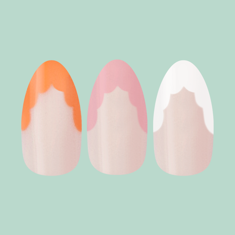 Scalloped French - Press-On | Medium | Almond、mySite、solidvoid