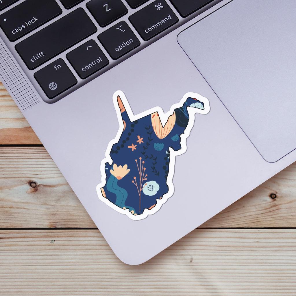  West Virginia Blue Floral Abstract Sticker、mySite、elrpsem3k