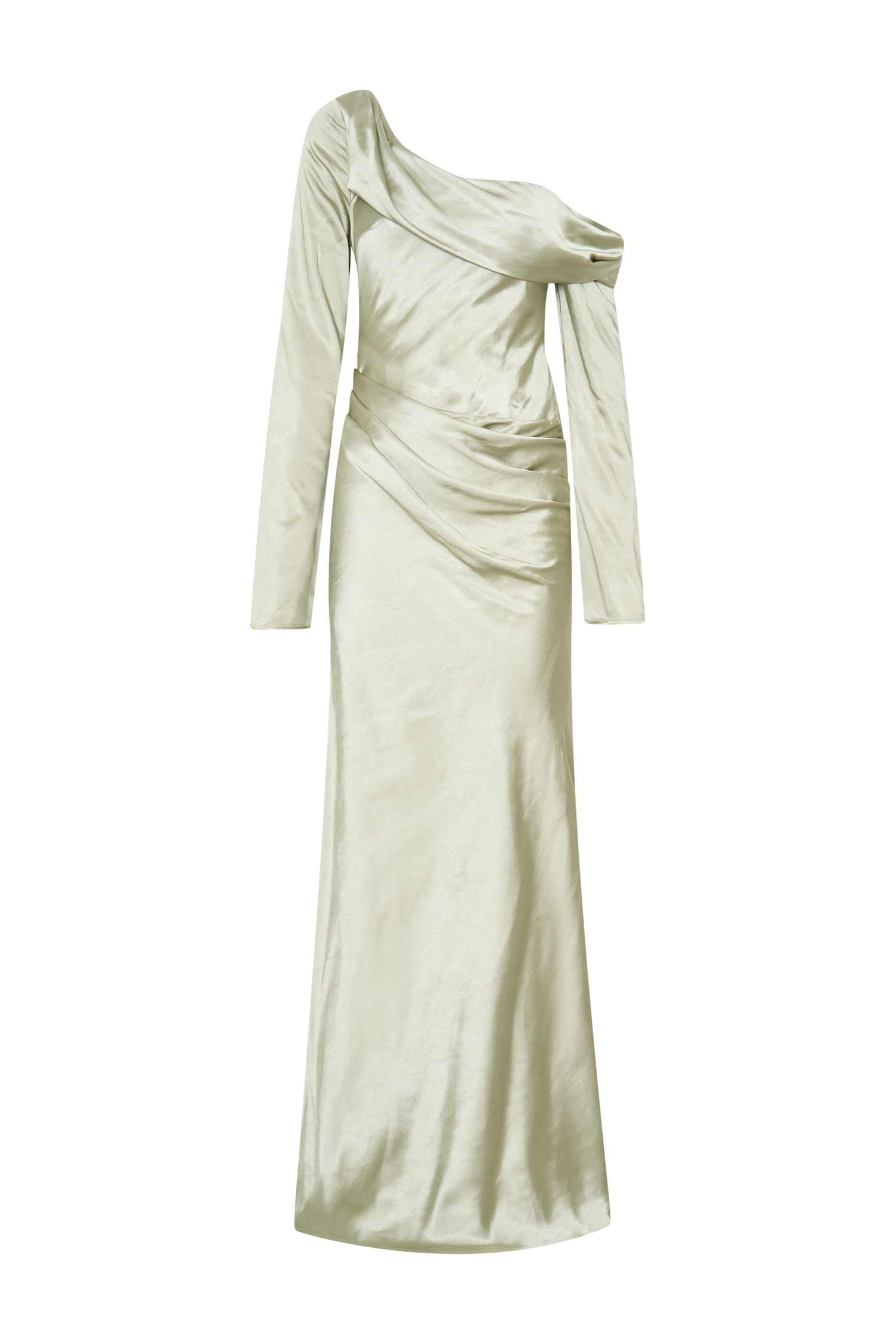 Iris Long Sleeve Satin Maxi Dress - Sage、mySite、solidvoid