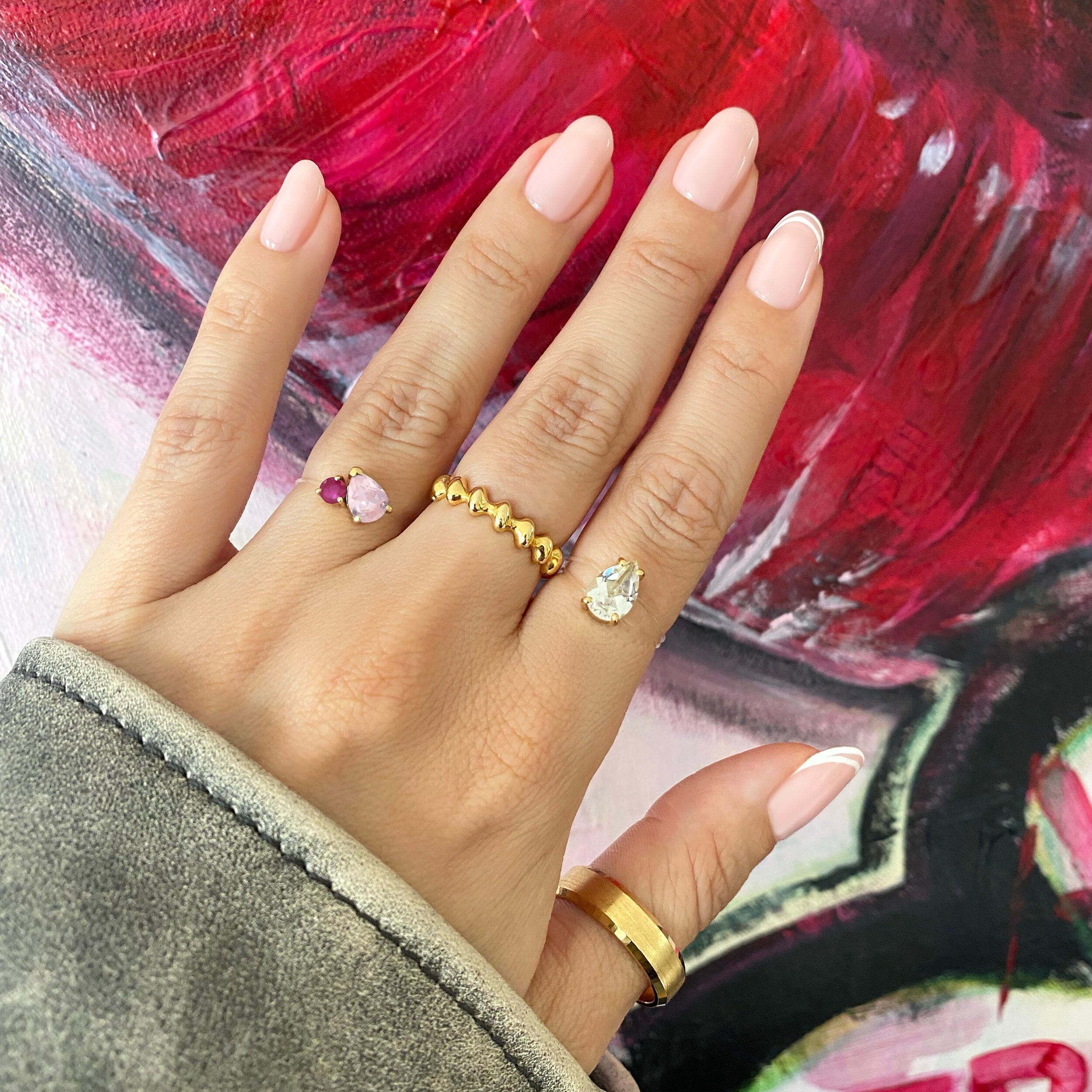 White Topaz Ring Floating Sway - April Birthstone、mySite、hinf8tx79