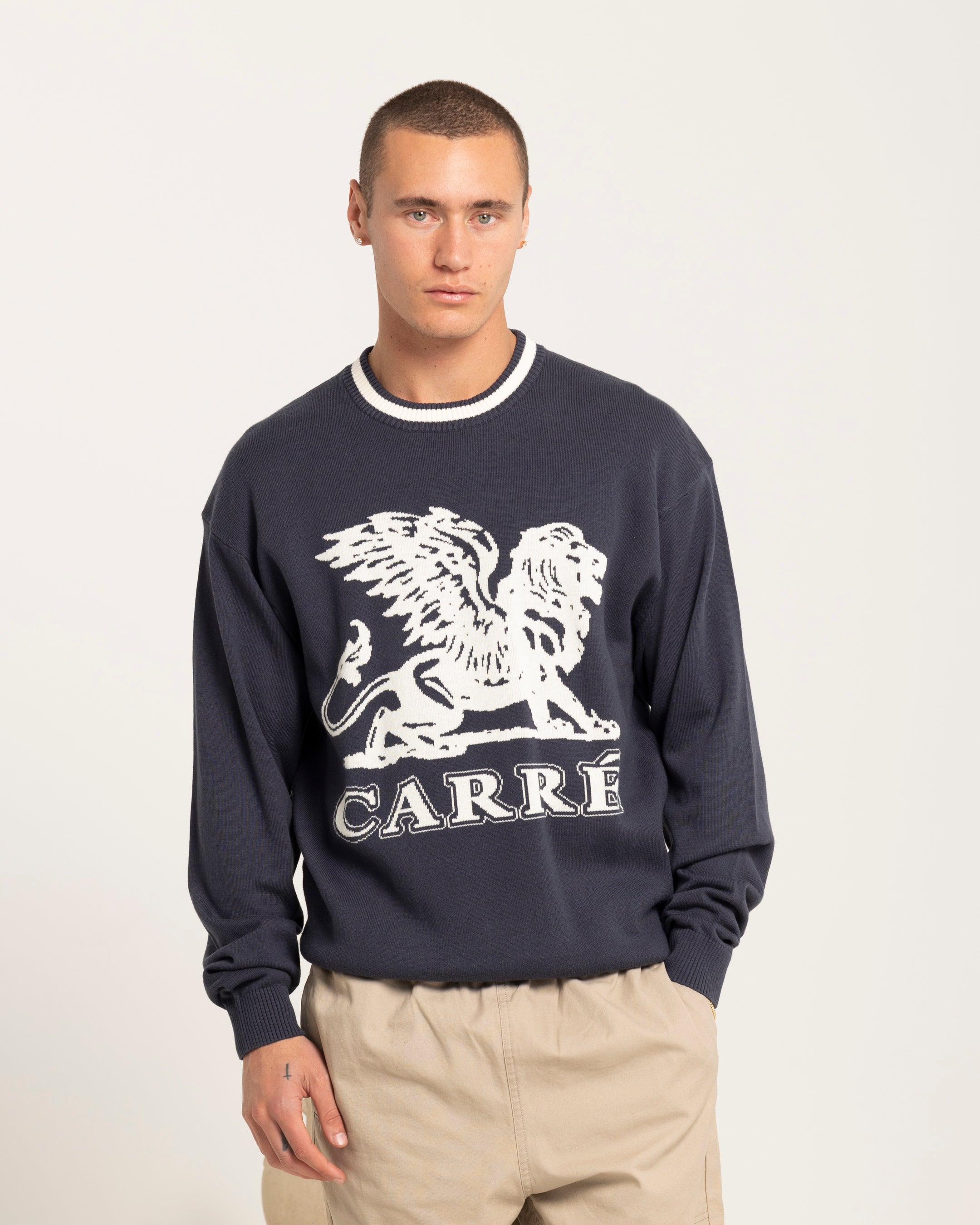Carré Brave Knitted Sweater Navy、mySite、zt4zffjzw