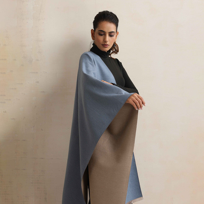 Woolen Solid Stole | Reversible | Blue、mySite、camillekostekn