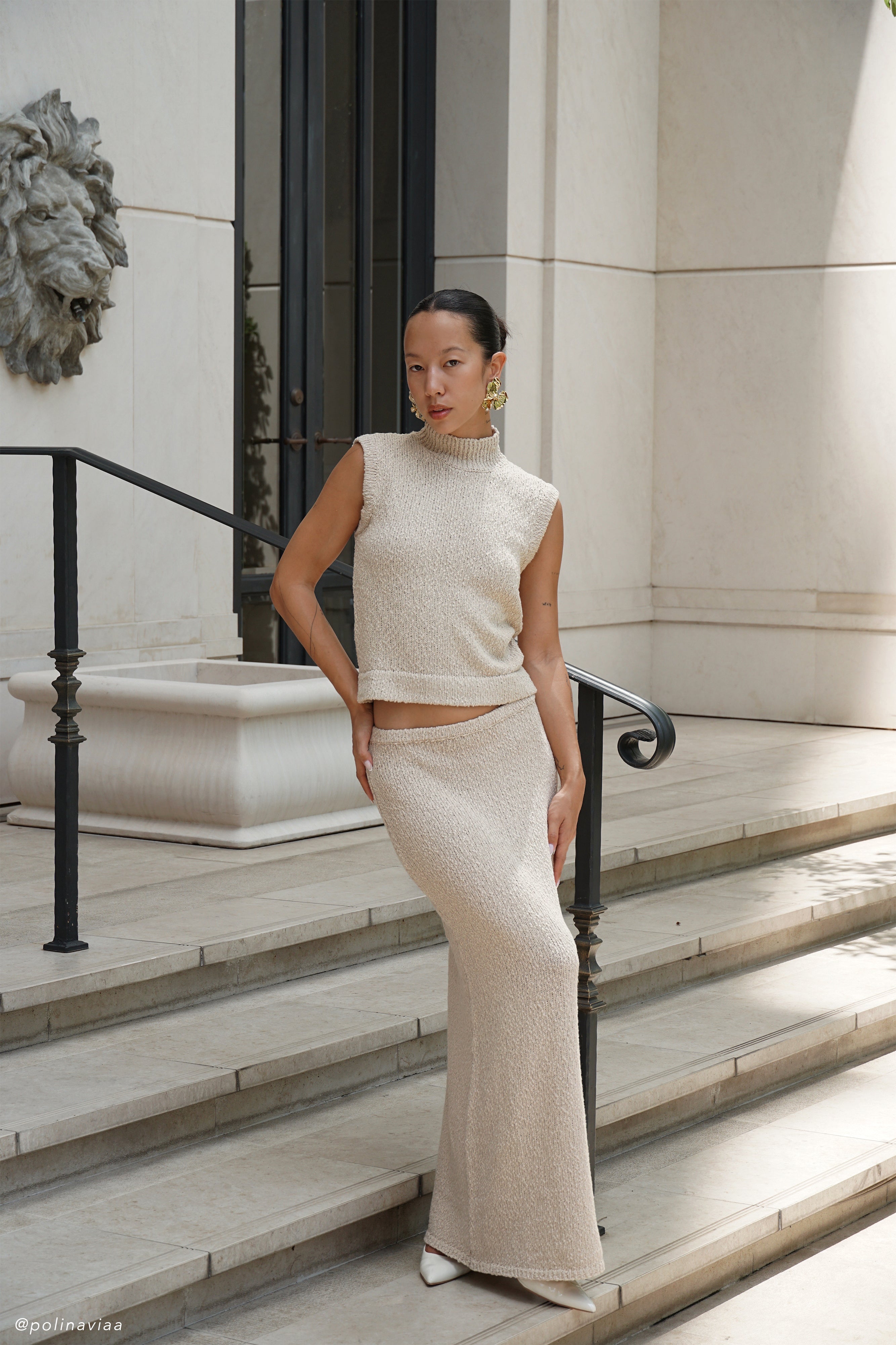 Moira Boucle Maxi Skirt - Wheat、mySite、solidvoid