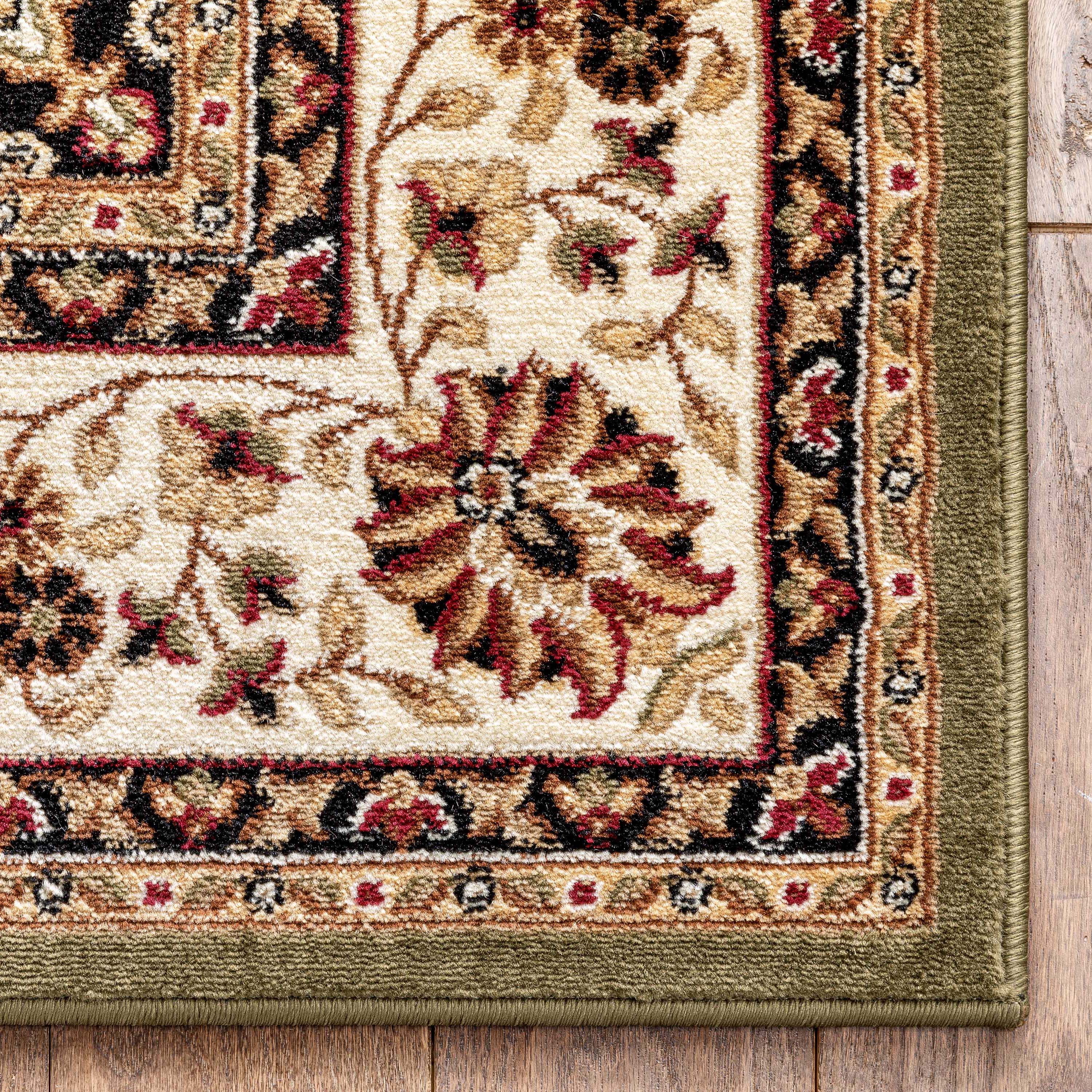 Medallion Kashan Green Traditional Rug、mySite、gigharbornorthrealestate