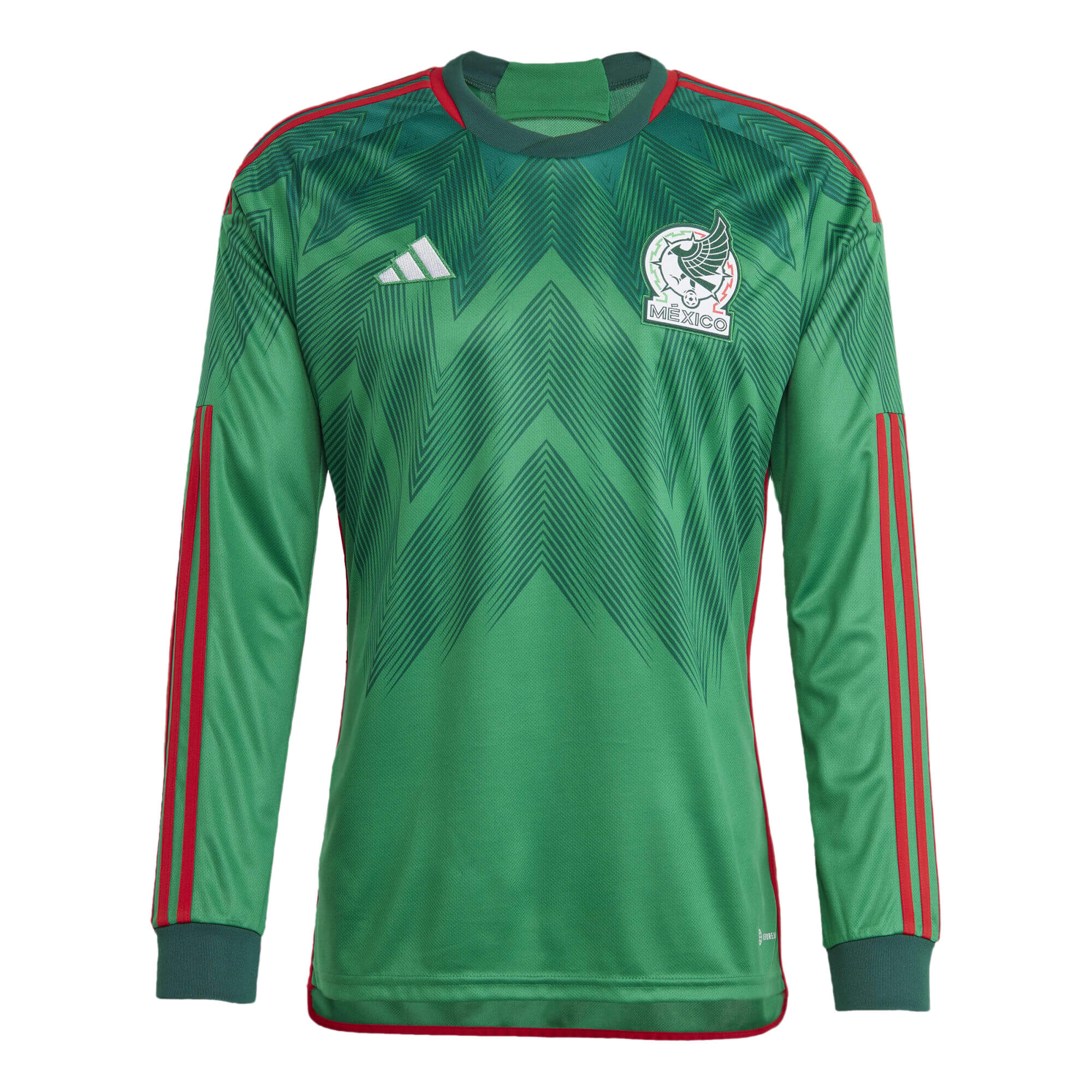 adidas Men's Mexico 2022 Home Long Sleeve Jersey Vivid Green/Green、mySite、noshort