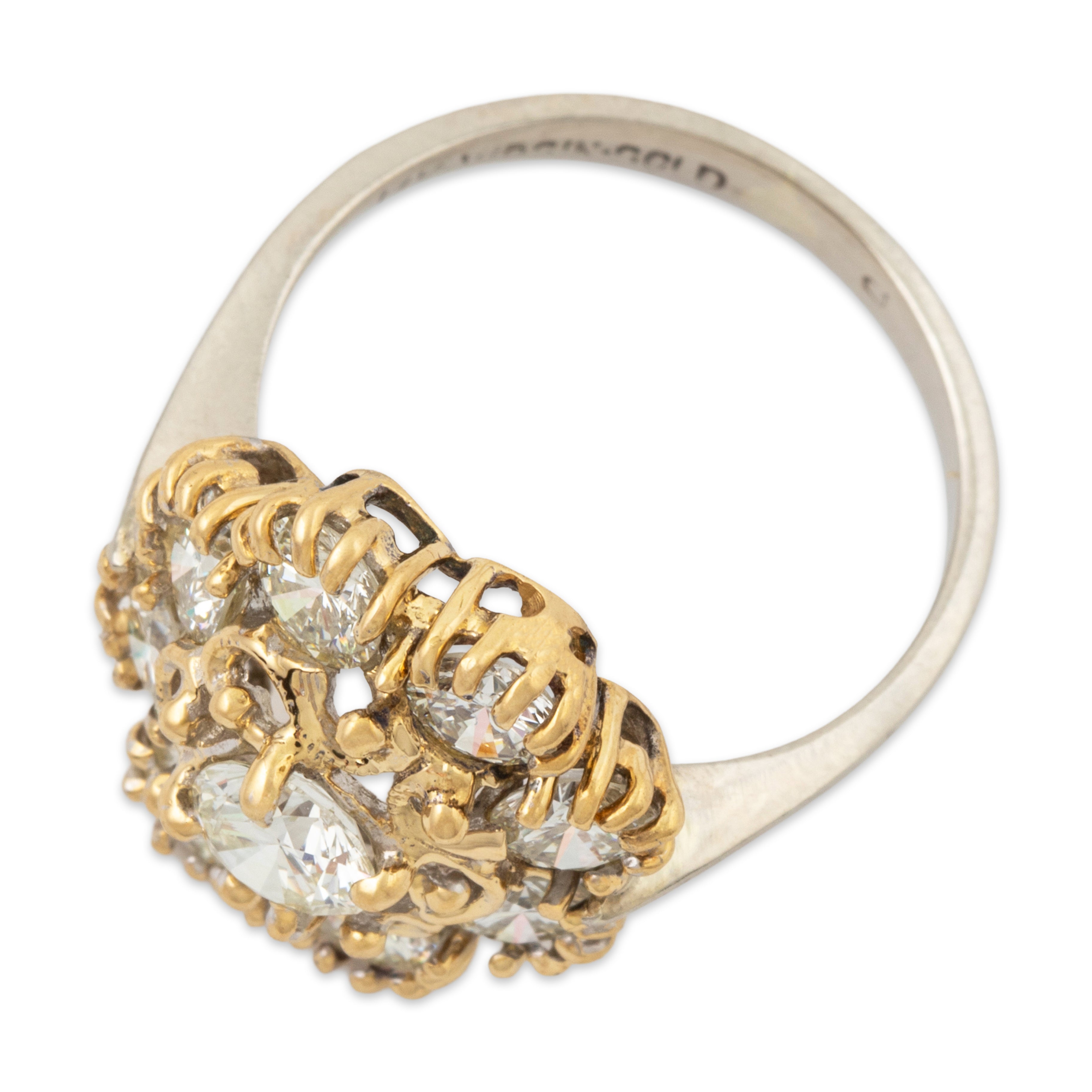 Vintage 14k White & Yellow Gold 1.40cttw VS Diamond Floriform Statement Ring、mySite、hinf8tx79