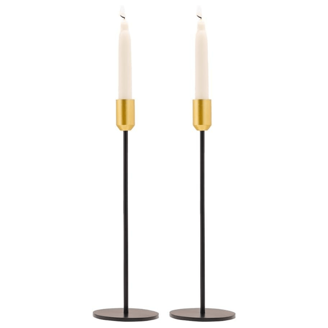 Sleek Black and Gold Shabbat Candlesticks by Yair Emanuel - 11 Tall、mySite、topwebapps