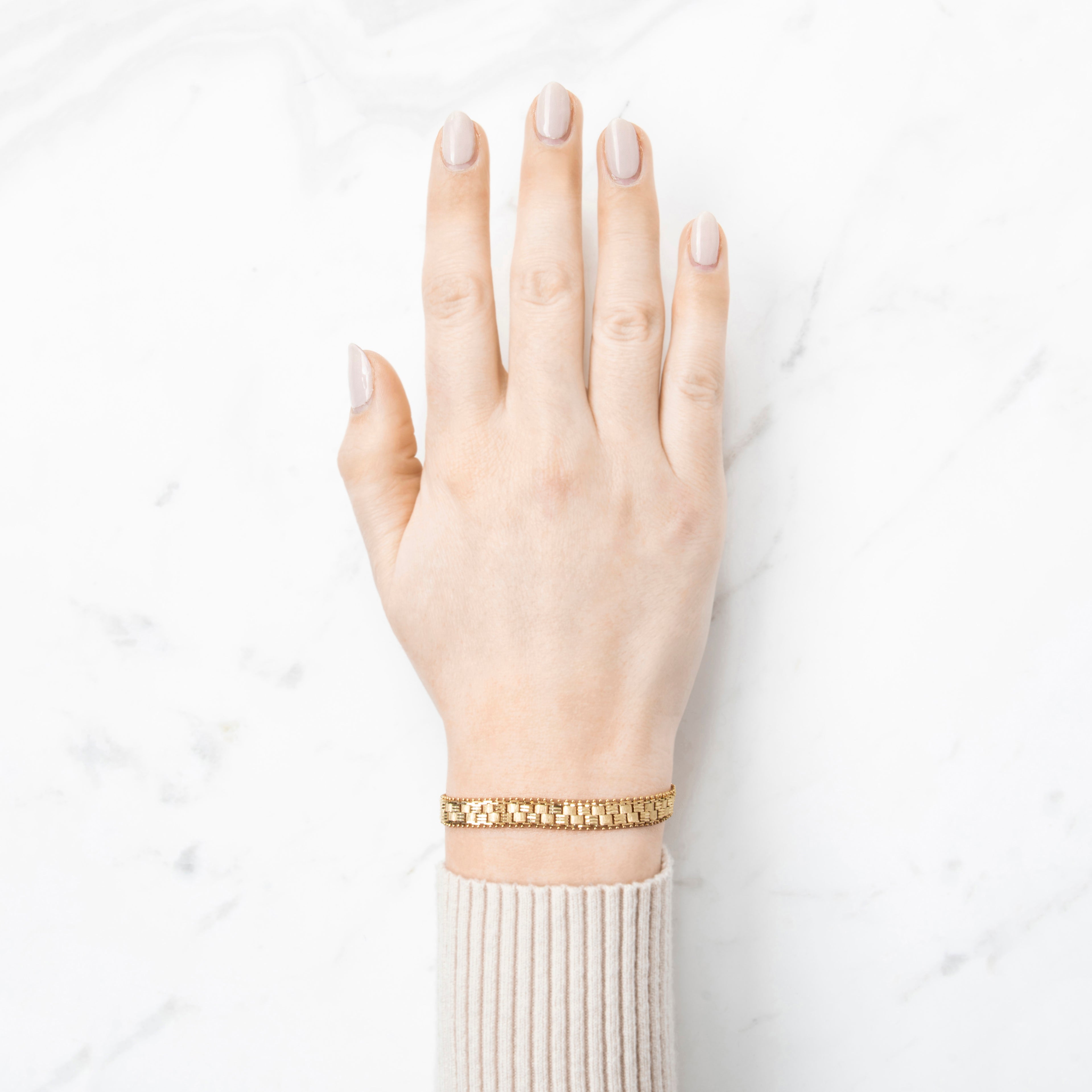 Vintage 14k Yellow Gold Textured Link Bracelet 7、mySite、hinf8tx79