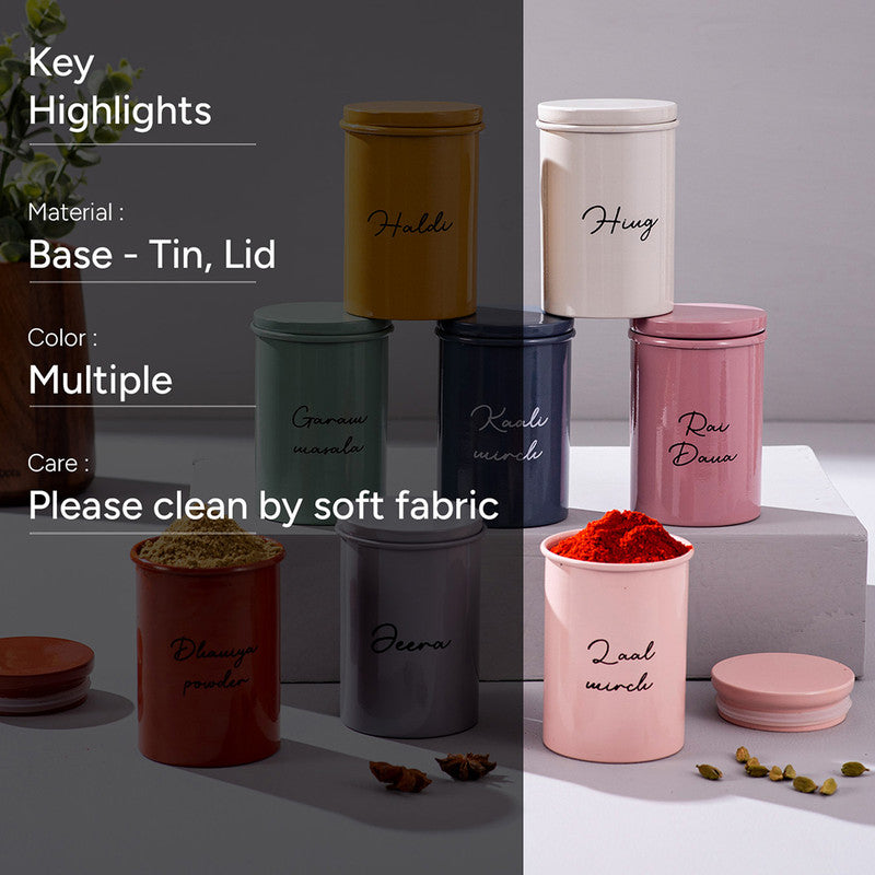 Stainless Steel Spice Jar Set | Multicolour | Set of 8、mySite、camillekostekn