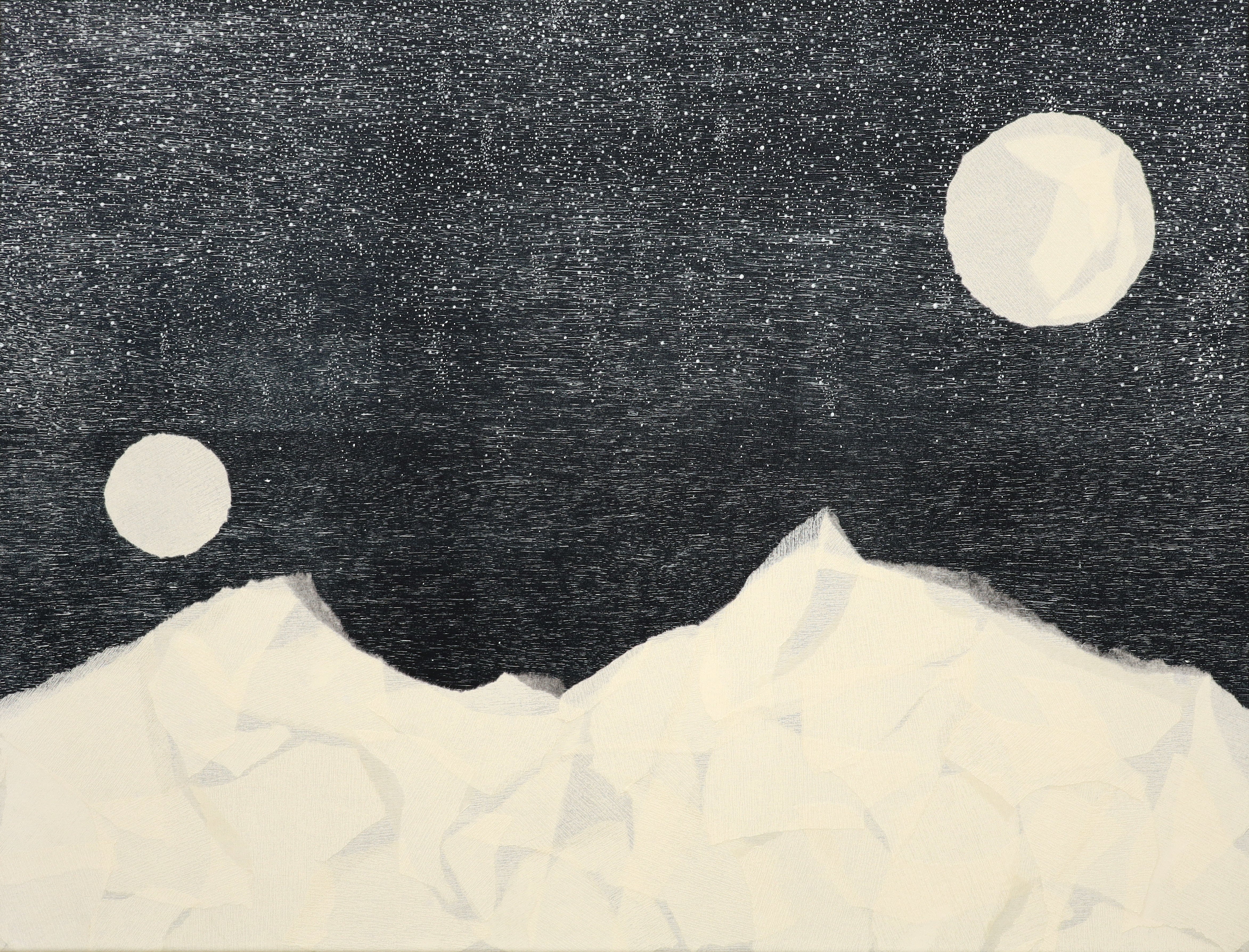 Midnight Duet (Woodblock on Hosho paper, pen, and collage on canvas)、mySite、topwebapps