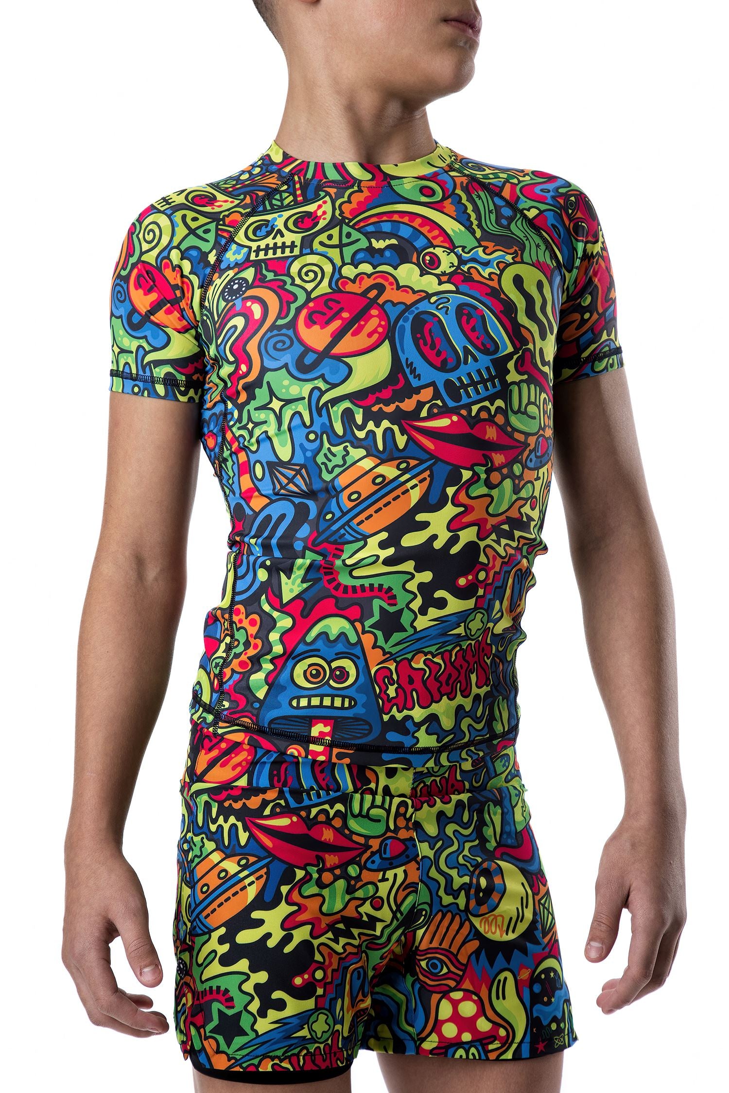 Youth Psychedelic Wotto Doodle Jiu Jitsu Rashguard - Short Sleeve、mySite、gigharbornorthrealestate