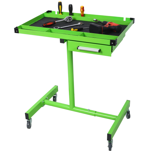 Adjustable Tear Down Work Table with Drawer for Garages, Repair Shops, and DIY, Portable, (4) 2.5" Swivel Casters, 220 Pound Capacity, Rubber Corners, Heavy Duty Steel,green、、eastwooduniform