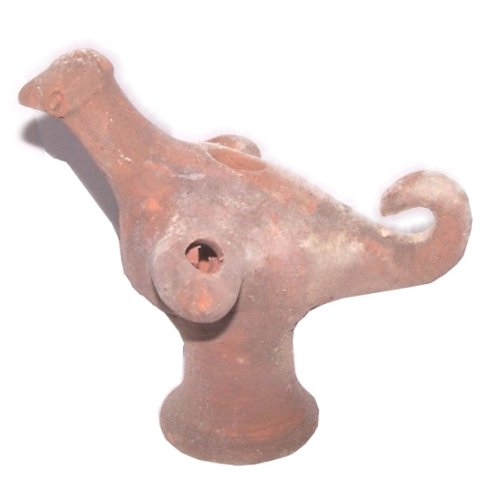  Holy Land Market Antique big bird wick Clay Oil Lamp - 12th - 13th Century ME lamp、mySite、elrpsem3k