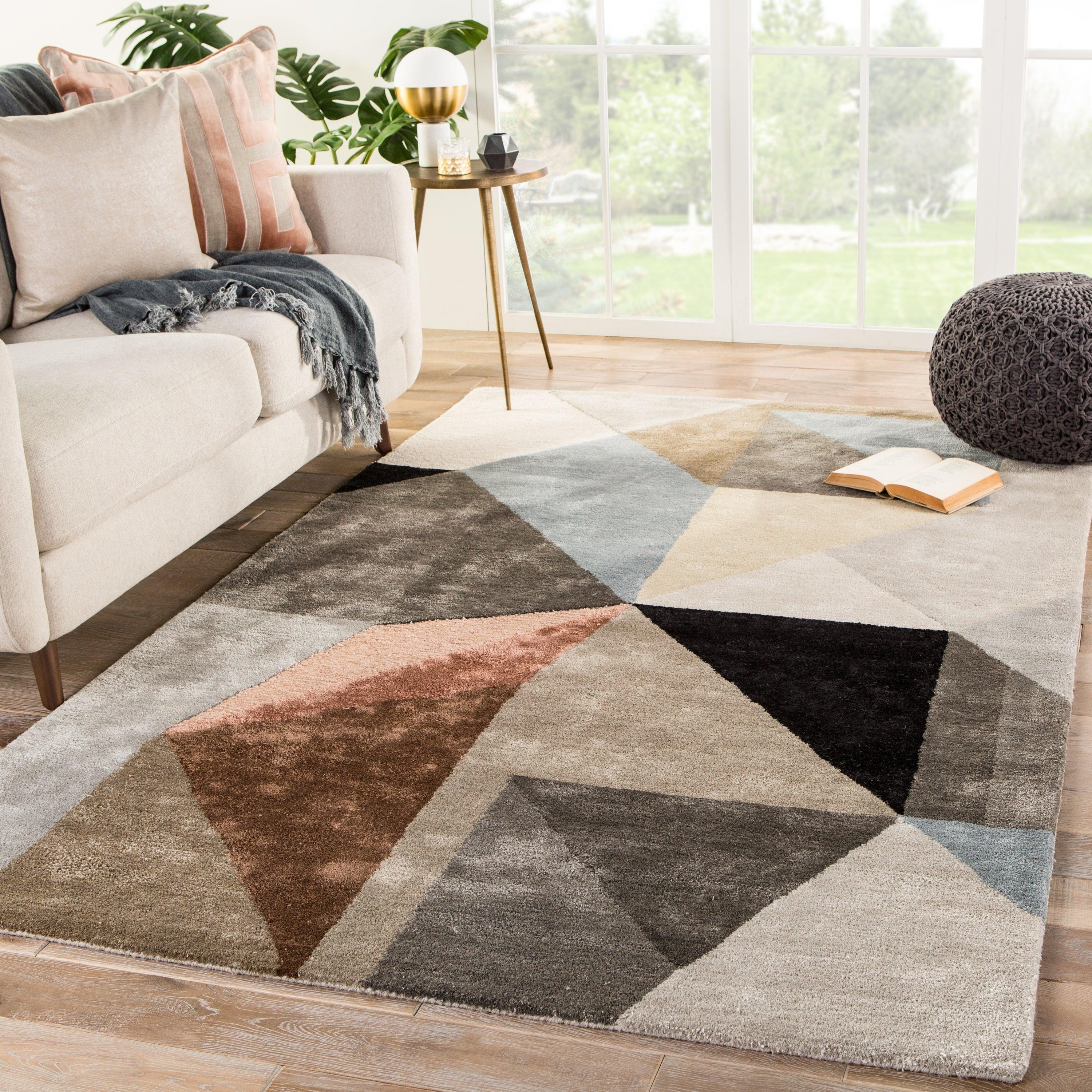 Scalene Handmade Geometric Gray Blue Area Rug、mySite、gigharbornorthrealestate
