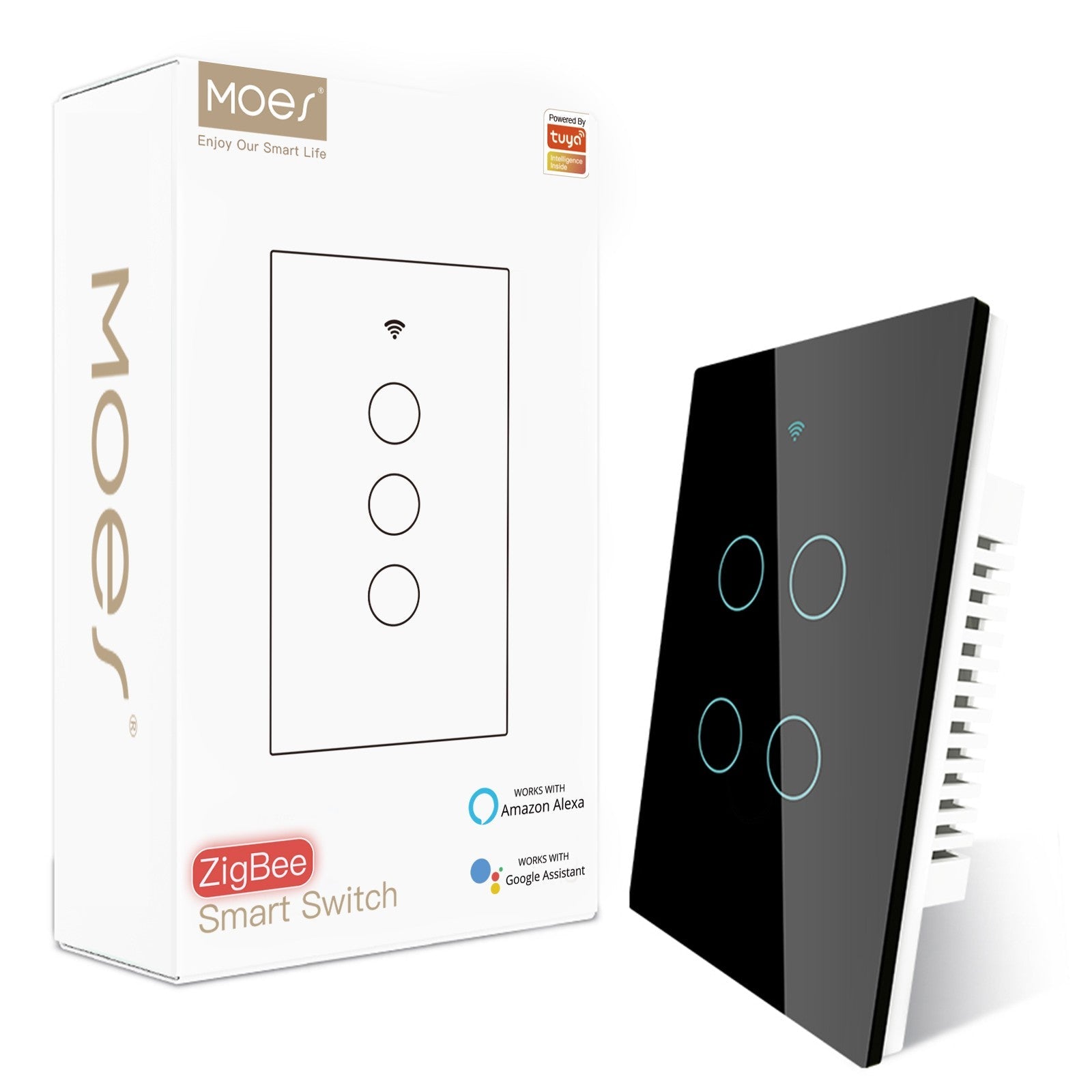 ZigBee Smart Light Switch Touch Glass Panel Neutral Wire Required US Standard、mySite、fannypackpong