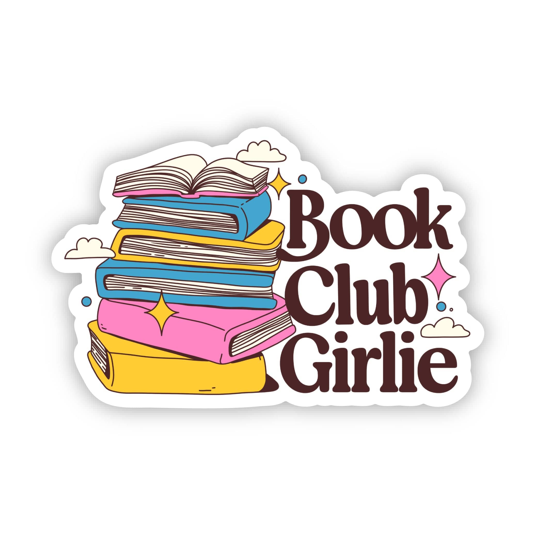  Book Club Girlie Stacked Books Sticker、mySite、elrpsem3k