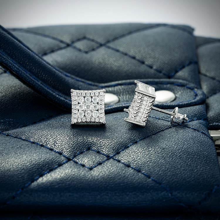 9MM Moissanite Square Cluster Earrings 14K Gold、mySite、hinf8tx79