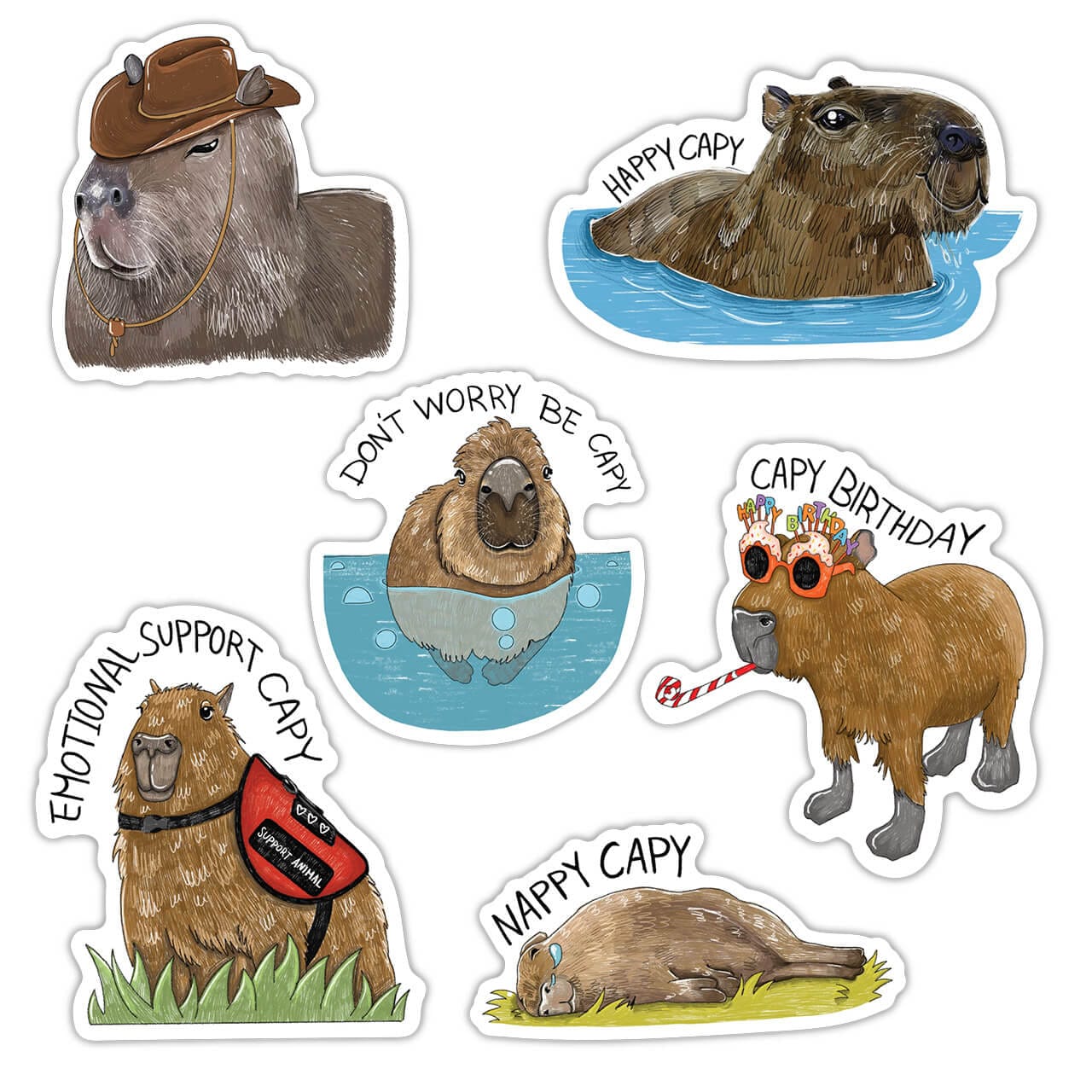  Capybara Sticker 6 Pack、mySite、elrpsem3k