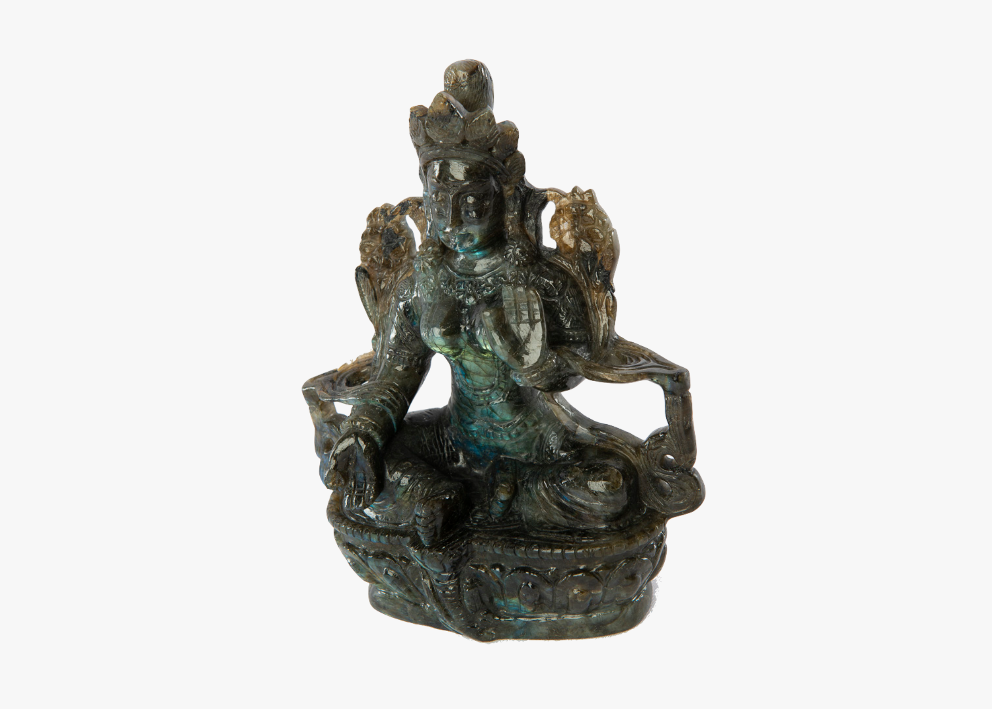 Green Tara Statue - Labradorite (Small, 18cm)、mySite、topwebapps