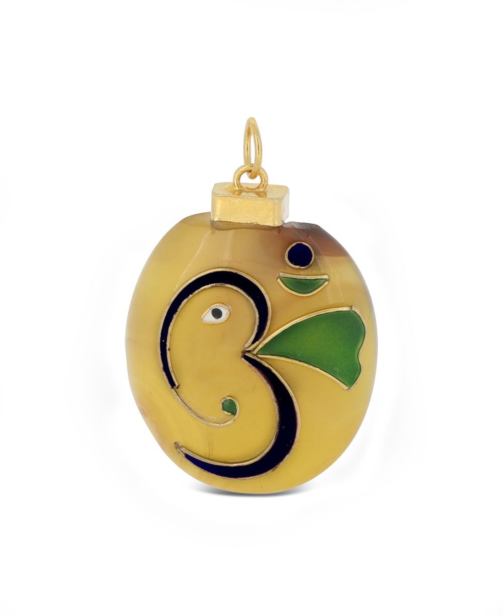 Abstract Om Ganesh Enamel Work Artistic Pendant、mySite、topwebapps