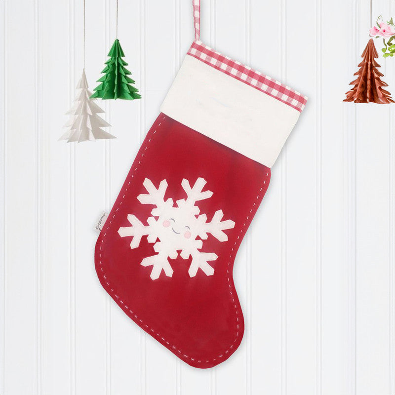 Christmas Stockings | Cotton | Happy Snowflake Print | Red、mySite、camillekostekn