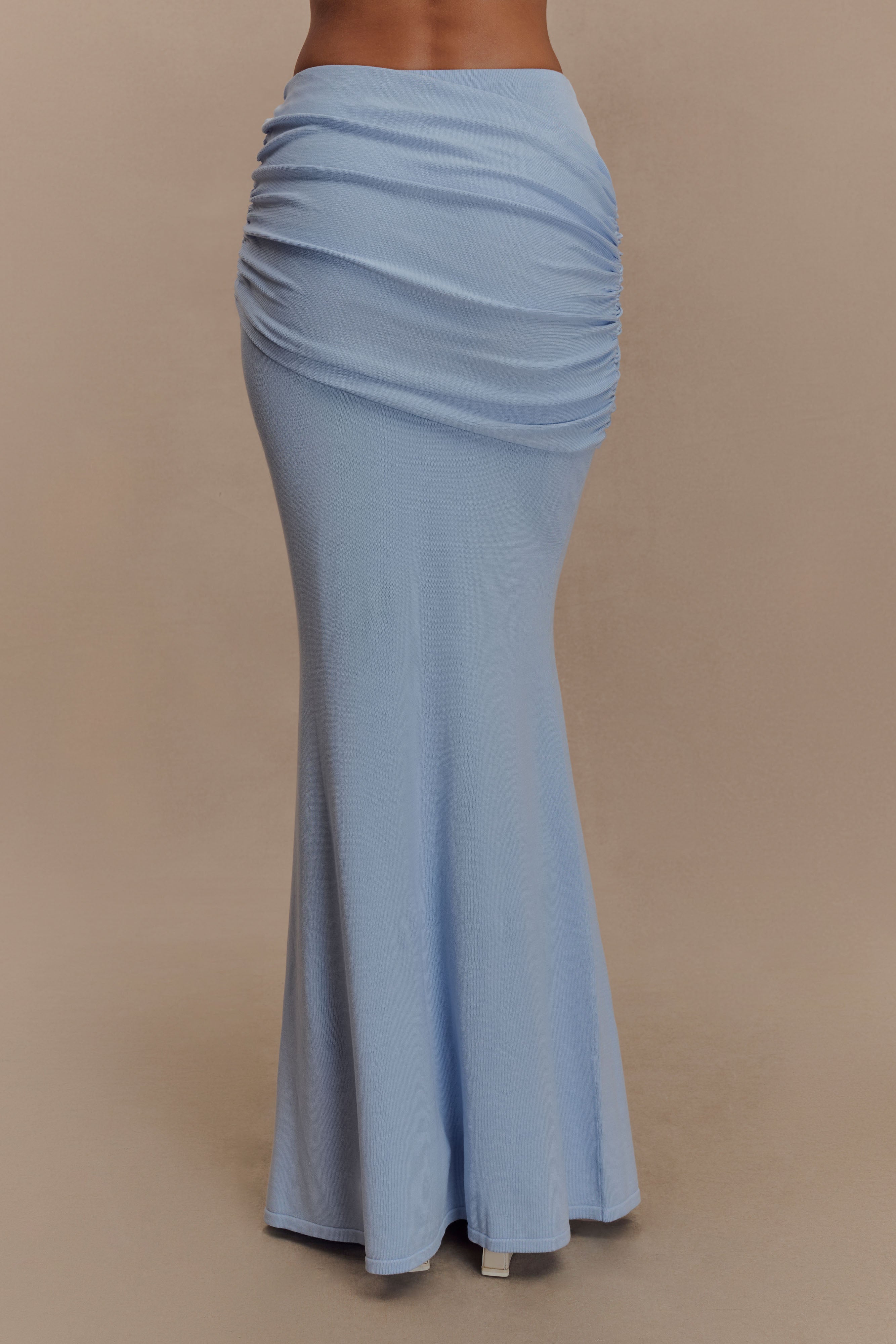 Irene Gathered Knit Maxi Skirt - Blue、mySite、solidvoid