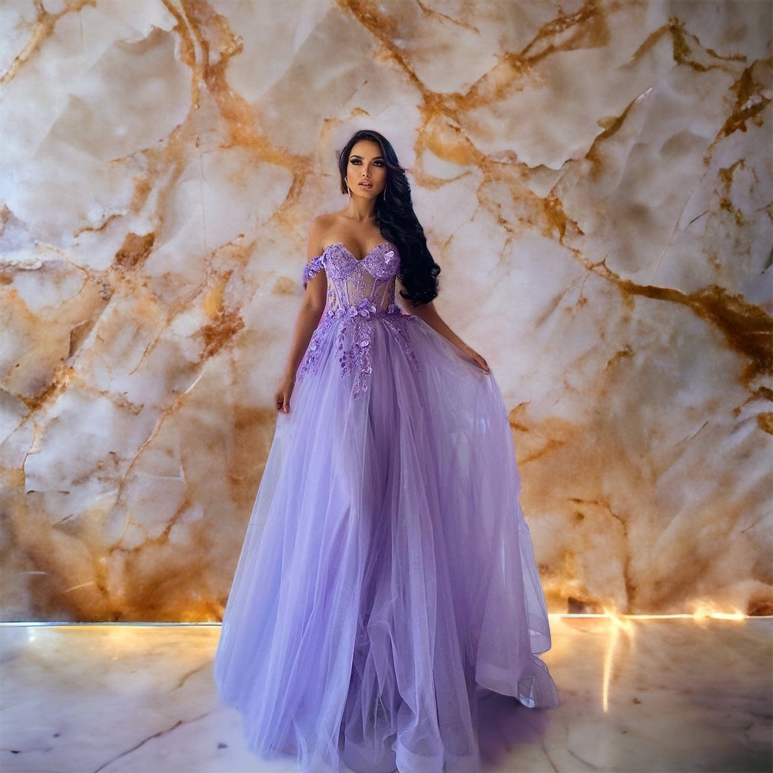  Audrey Lilac Floral Tulle Dress、mySite、merchandisen