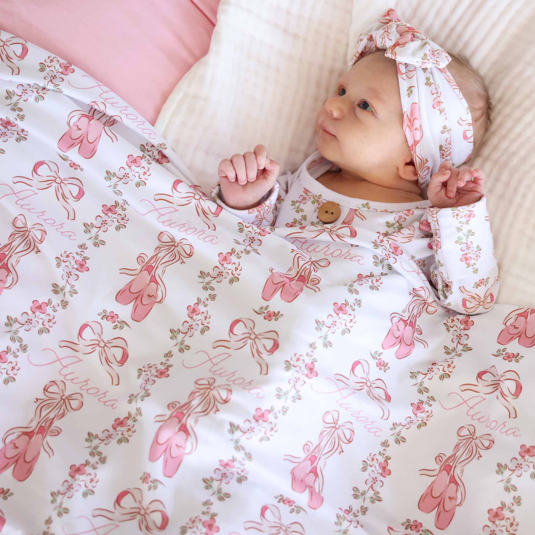  Ballet Blossoms Personalized Swaddle Blanket、mySite、layawaytickets