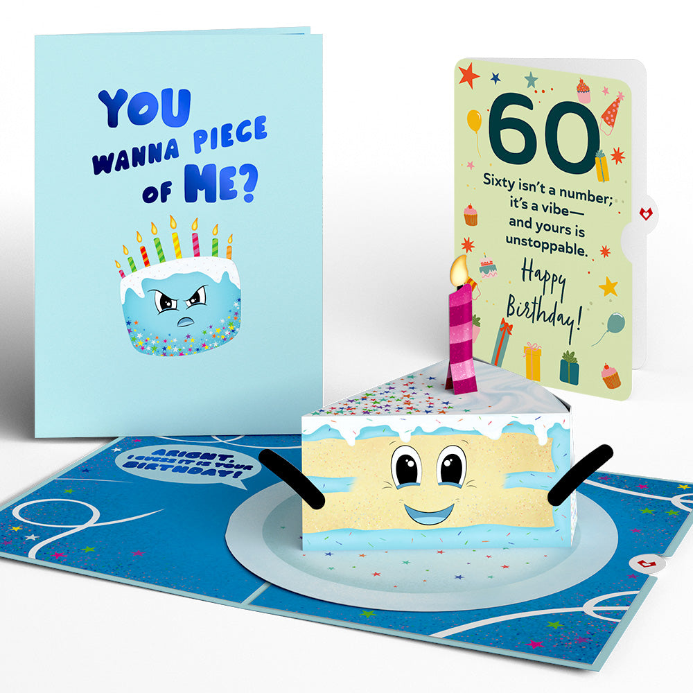 Whimsical 60th Birthday Cake Slice Pop-Up Card and Sentiment Set、mySite、solidvoid