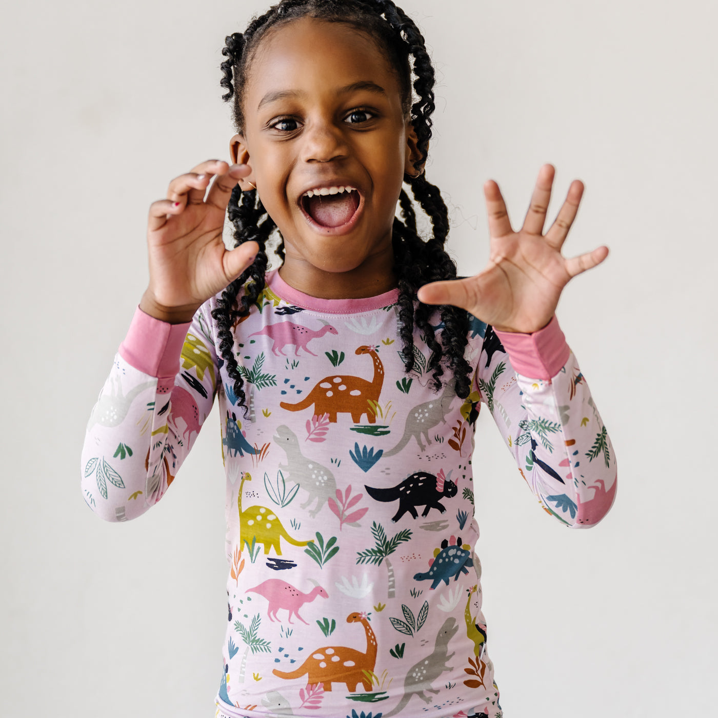 Pink Jurassic Jungle Two-Piece Pajama Set、mySite、g9winljtr