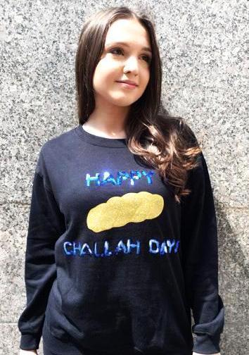 Sequin Happy Challah Days Pullover Sweatshirt、mySite、topwebapps
