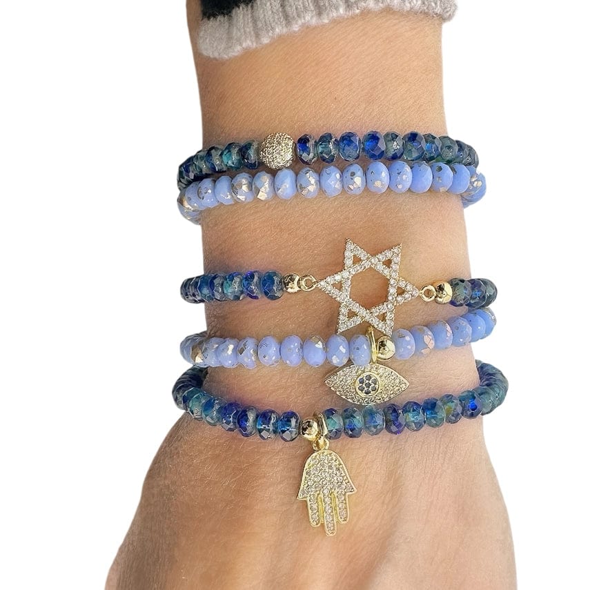 Harper Star of David Protection Stack of Crystal Bracelets - Mykonos Blue、mySite、topwebapps