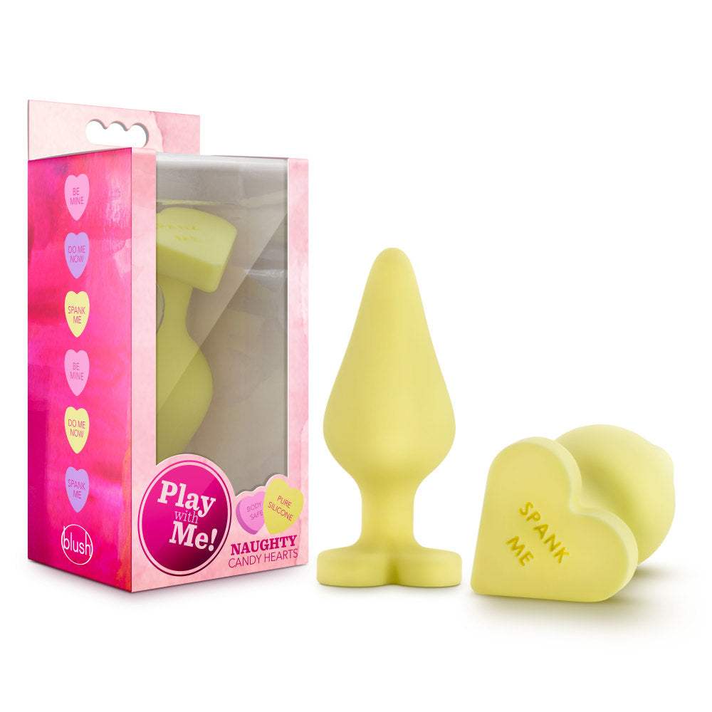 Play With Me By Blush® | Naughty Candy Heart Spank Me Yellow 3.5-Inch Anal Plug、mySite、bottomscart
