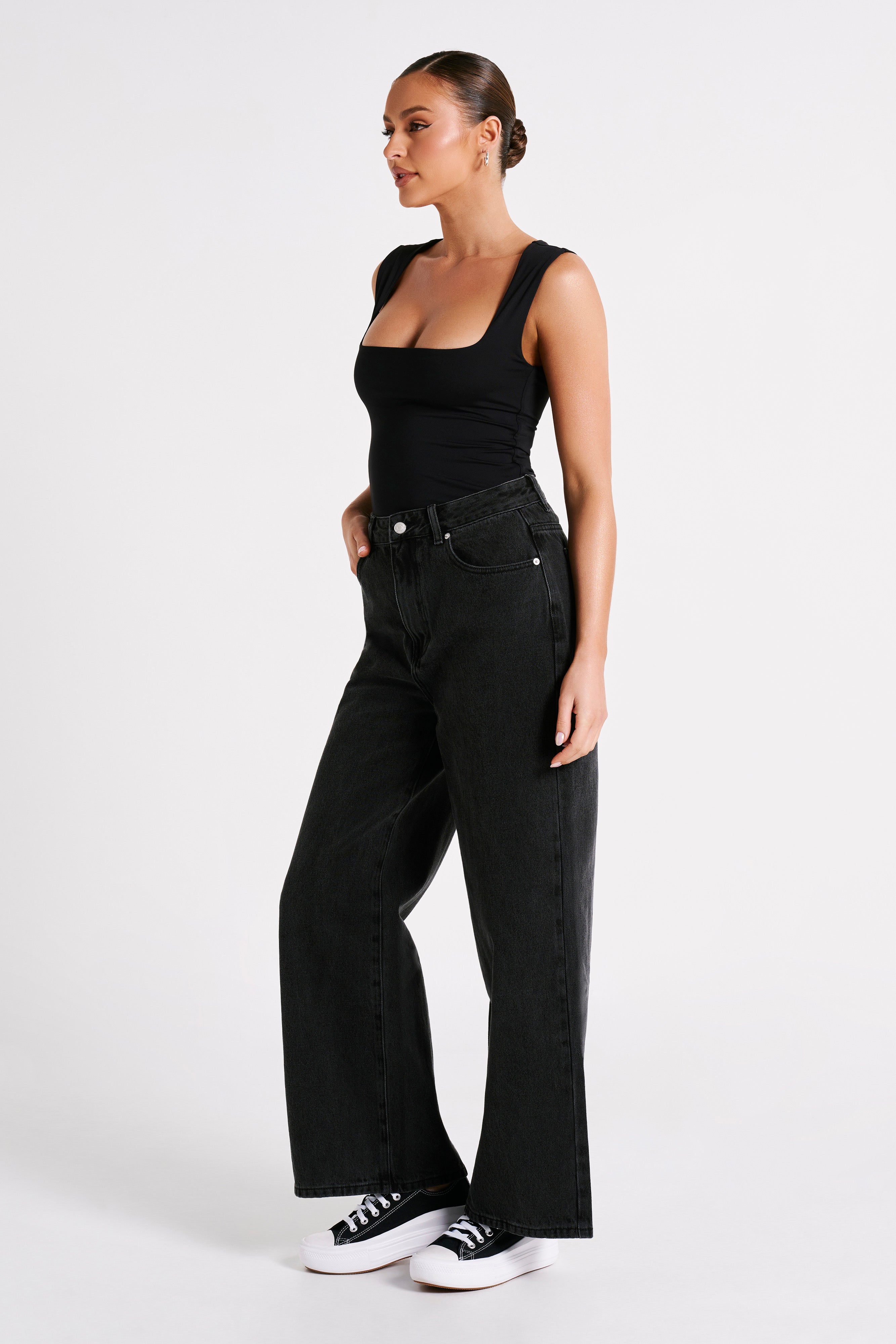 Linley Recycled Nylon Long Line Top - Black、mySite、solidvoid