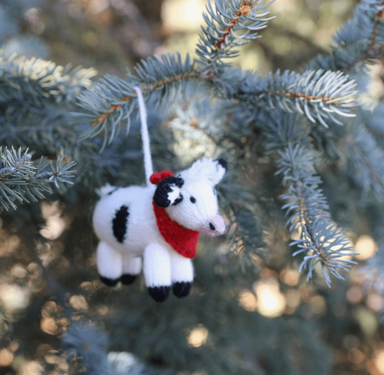 Adorable Cow Handmade Knit Ornaments from Peru Skiing Cow or Holstein、mySite、g9winljtr