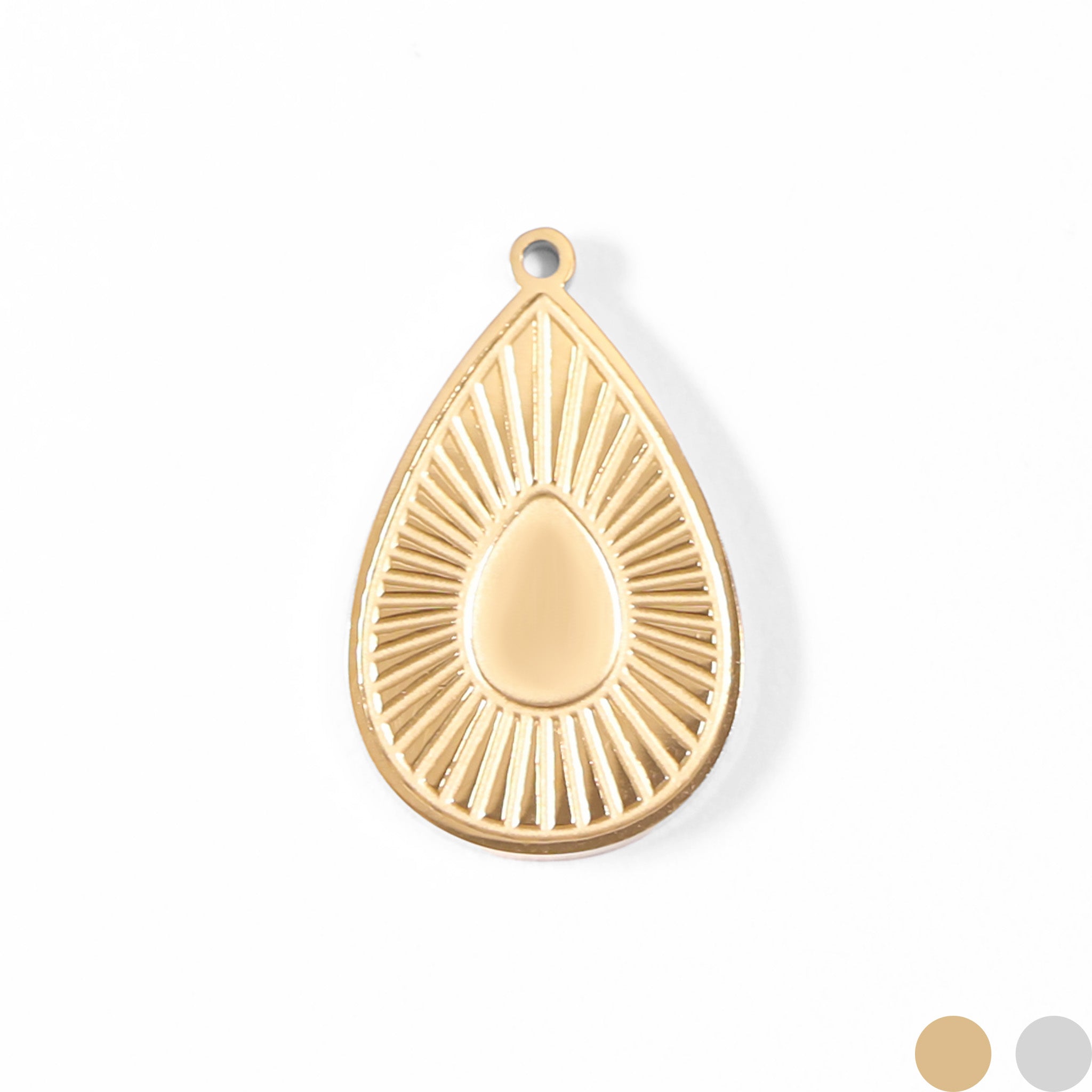 18K Gold PVD Stainless Steel Sunburst Teardrop Charm / PDL0003、mySite、dreamappss