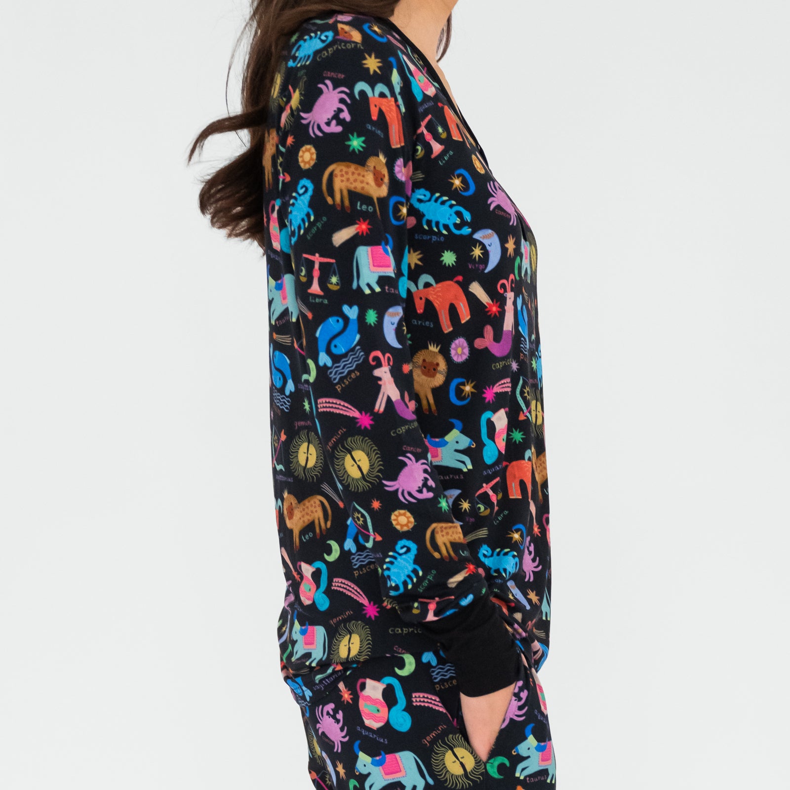 Star Signs Women's Long Sleeve Pajama Top、mySite、g9winljtr