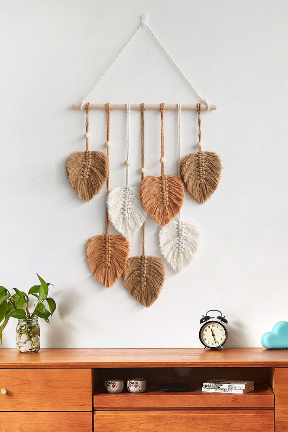 Macrame Leaf Bead Wall Hanging-Handmade, Super Cute!、mySite、g9winljtr