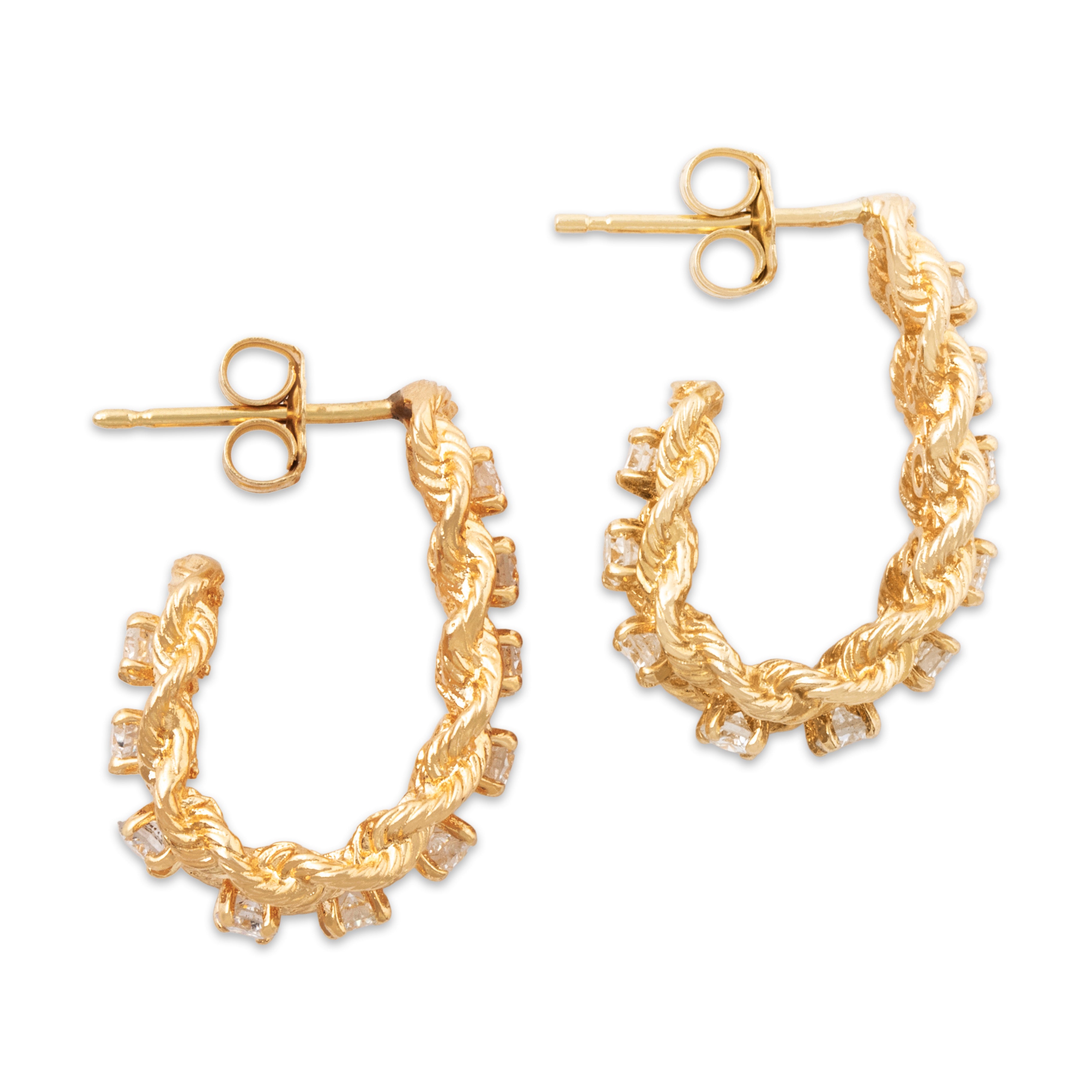 Vintage 14k Yellow Gold .7cttw Diamond Twisted Cable Chic Earrings、mySite、hinf8tx79