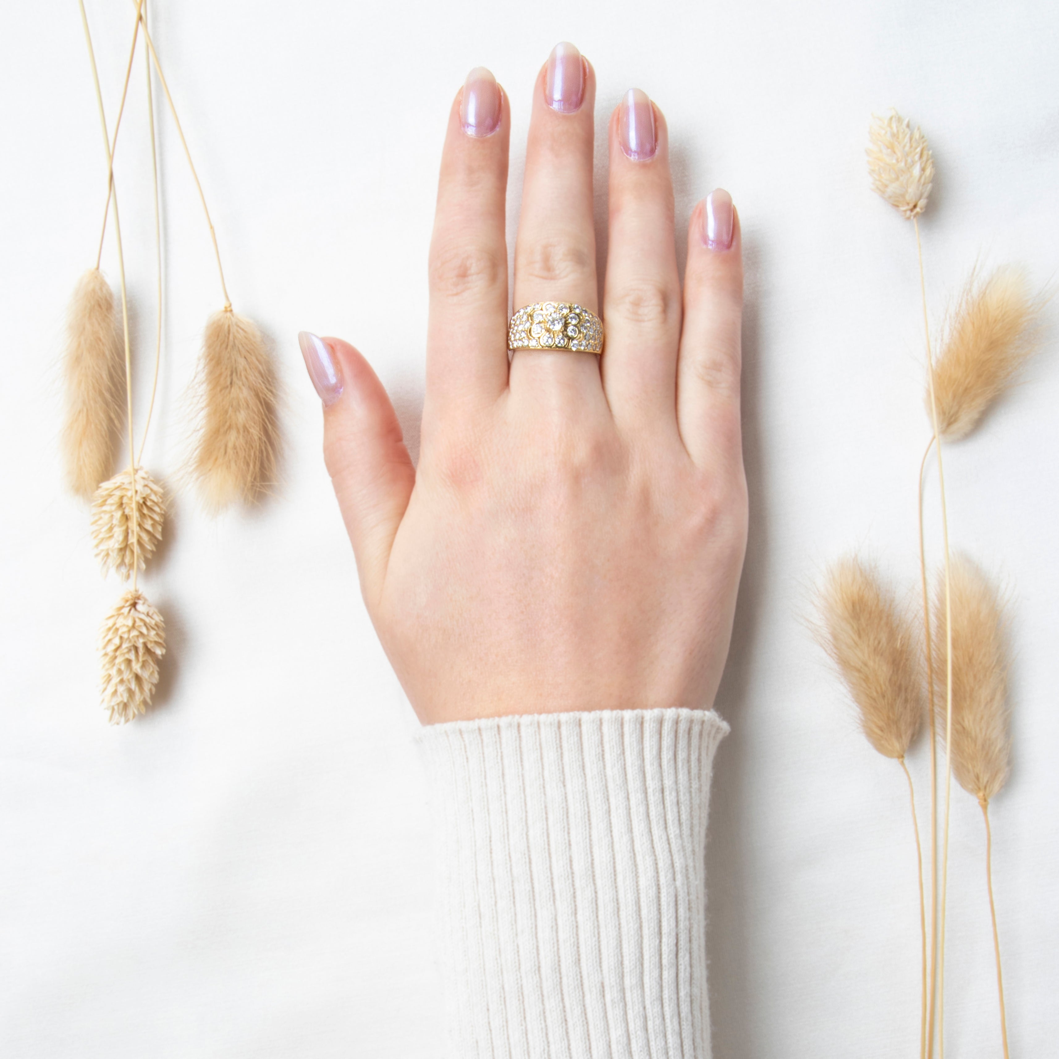 Vintage 18k Yellow Gold 1.25cttw Diamond Floriform Statement Ring 8.25、mySite、hinf8tx79