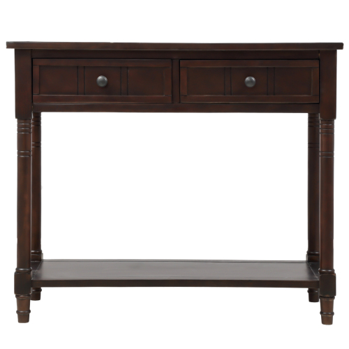 TREXM Daisy Series Console Table Traditional Design with Two Drawers and Bottom Shelf (Espresso)、、casual