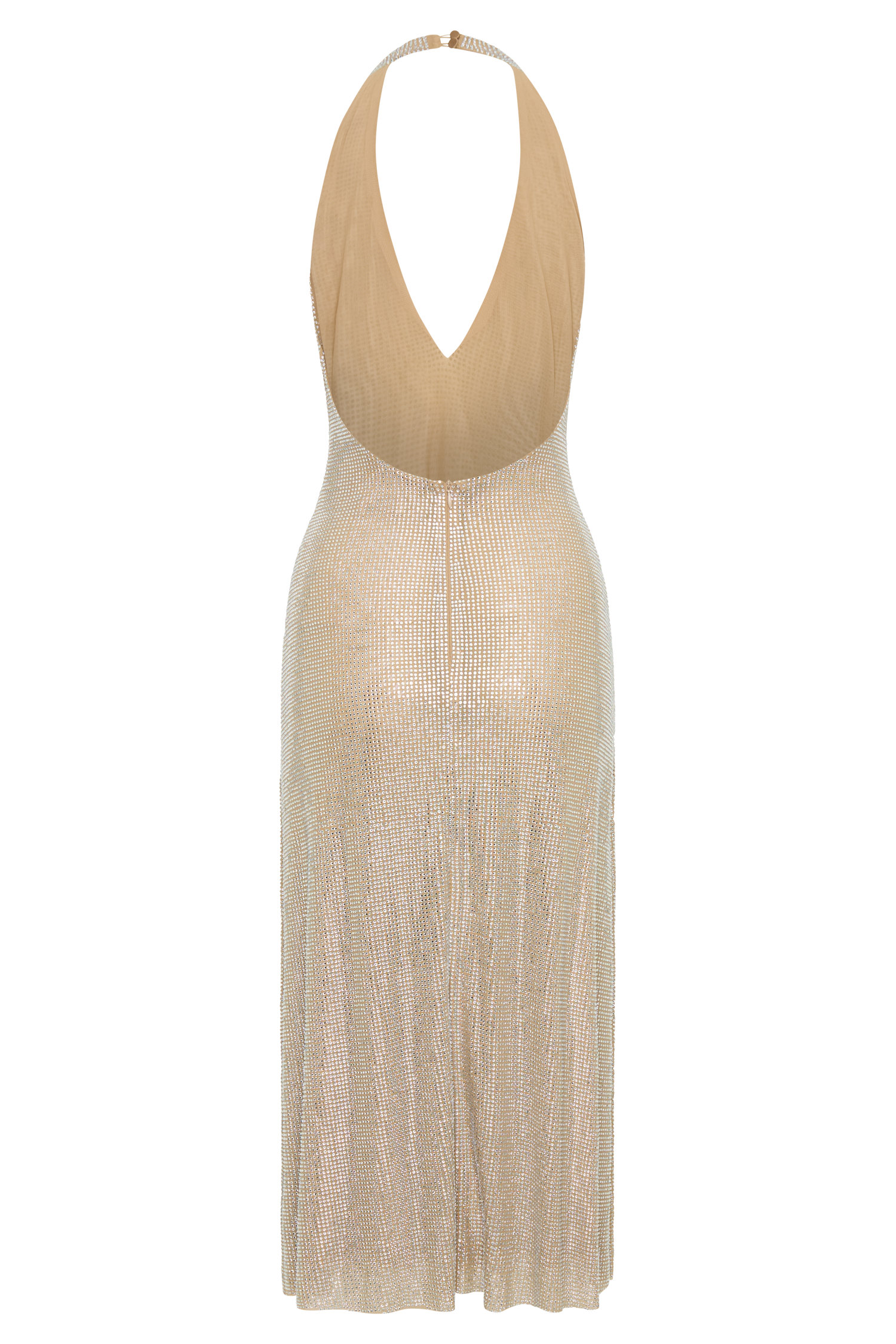 Genie Diamante Halter Midi Dress - Nude、mySite、solidvoid