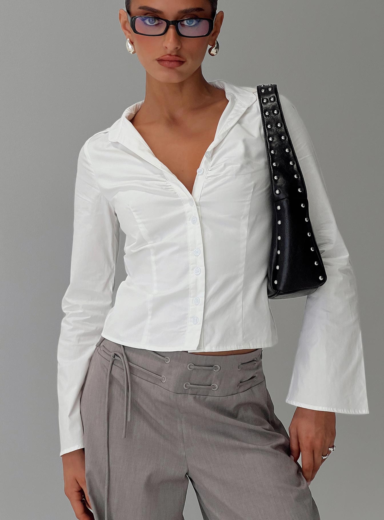 Arianwyn Long Sleeve Shirt White、mySite、solidvoid