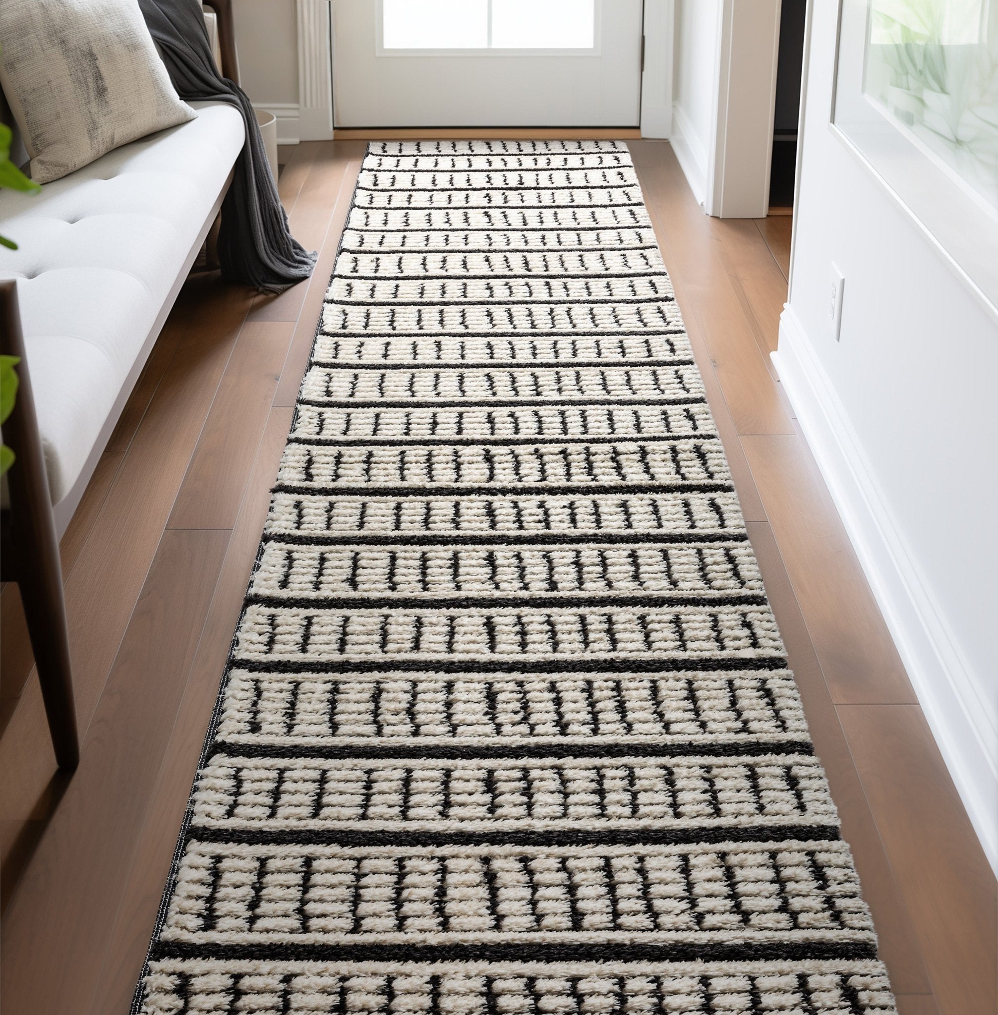 Custom Size Runner Viho Geometric Tribal Ivory Choose Your Width x Choose Your Length Hallway Runner Rug -Soft Pile、mySite、gigharbornorthrealestate
