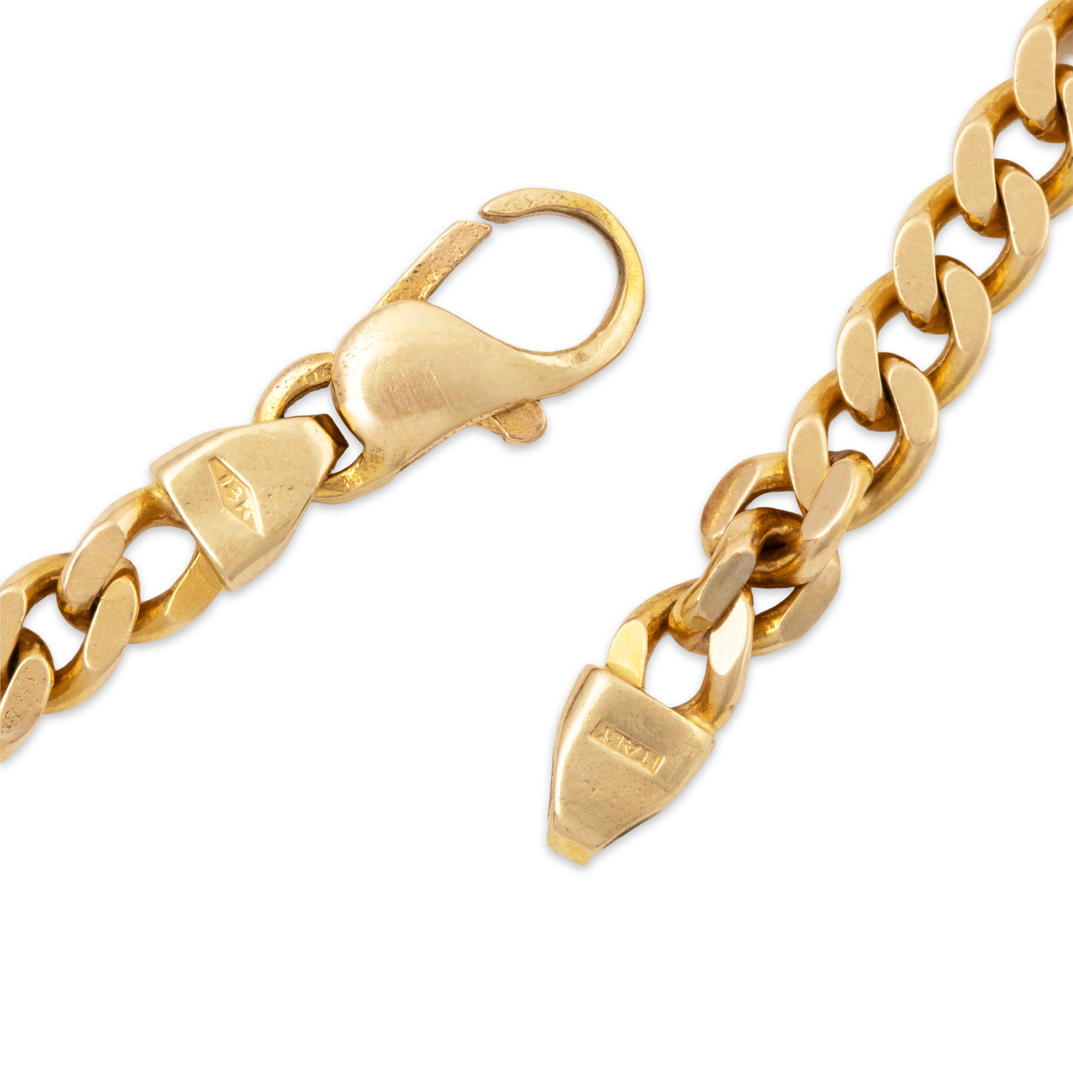 Vintage Italian 14k Yellow Gold 1.1cttw Old Mine Diamond Curb Link Necklace 19、mySite、hinf8tx79