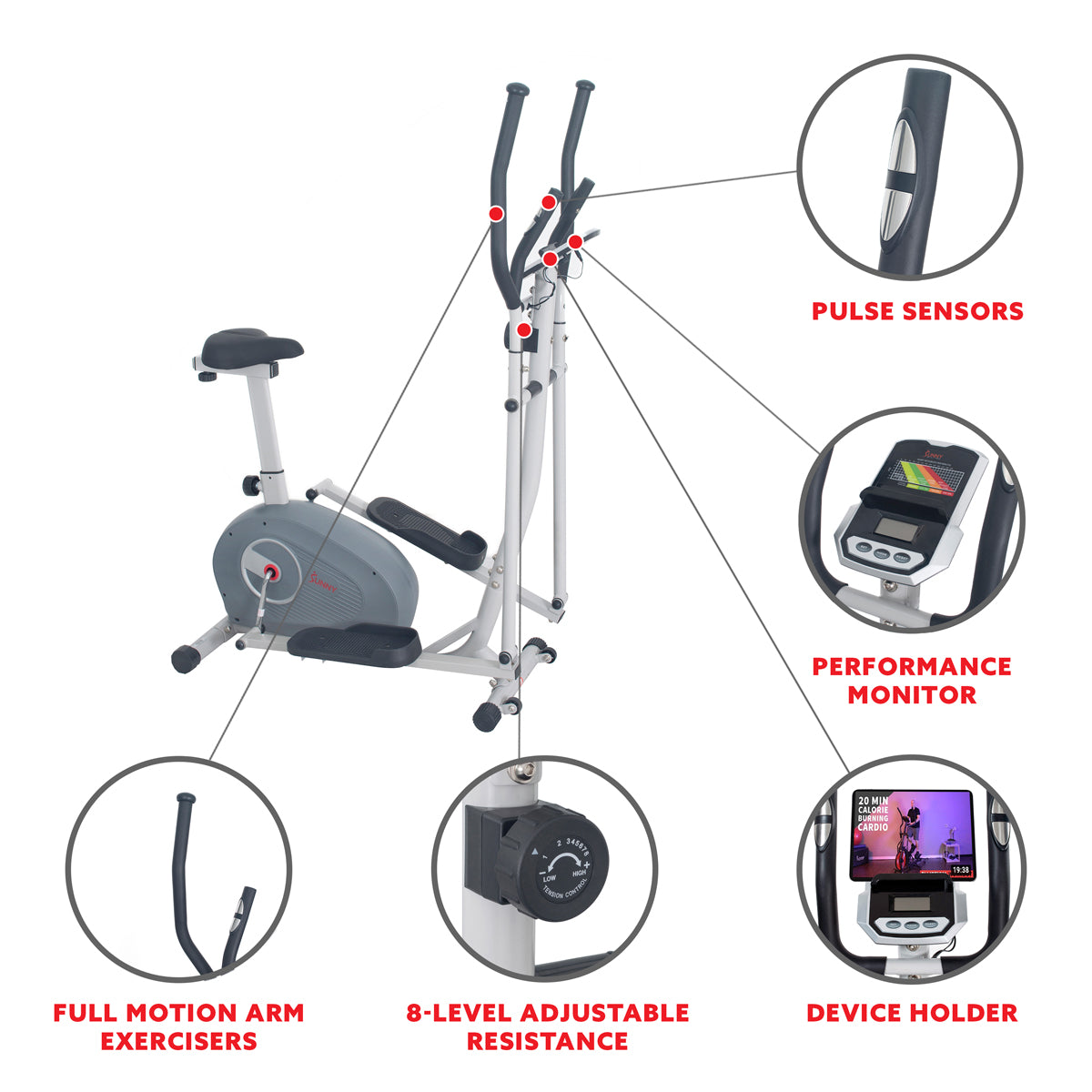  Magnetic Elliptical Bike - 2 in 1 Elliptical Upright Bike、mySite、ghnorth