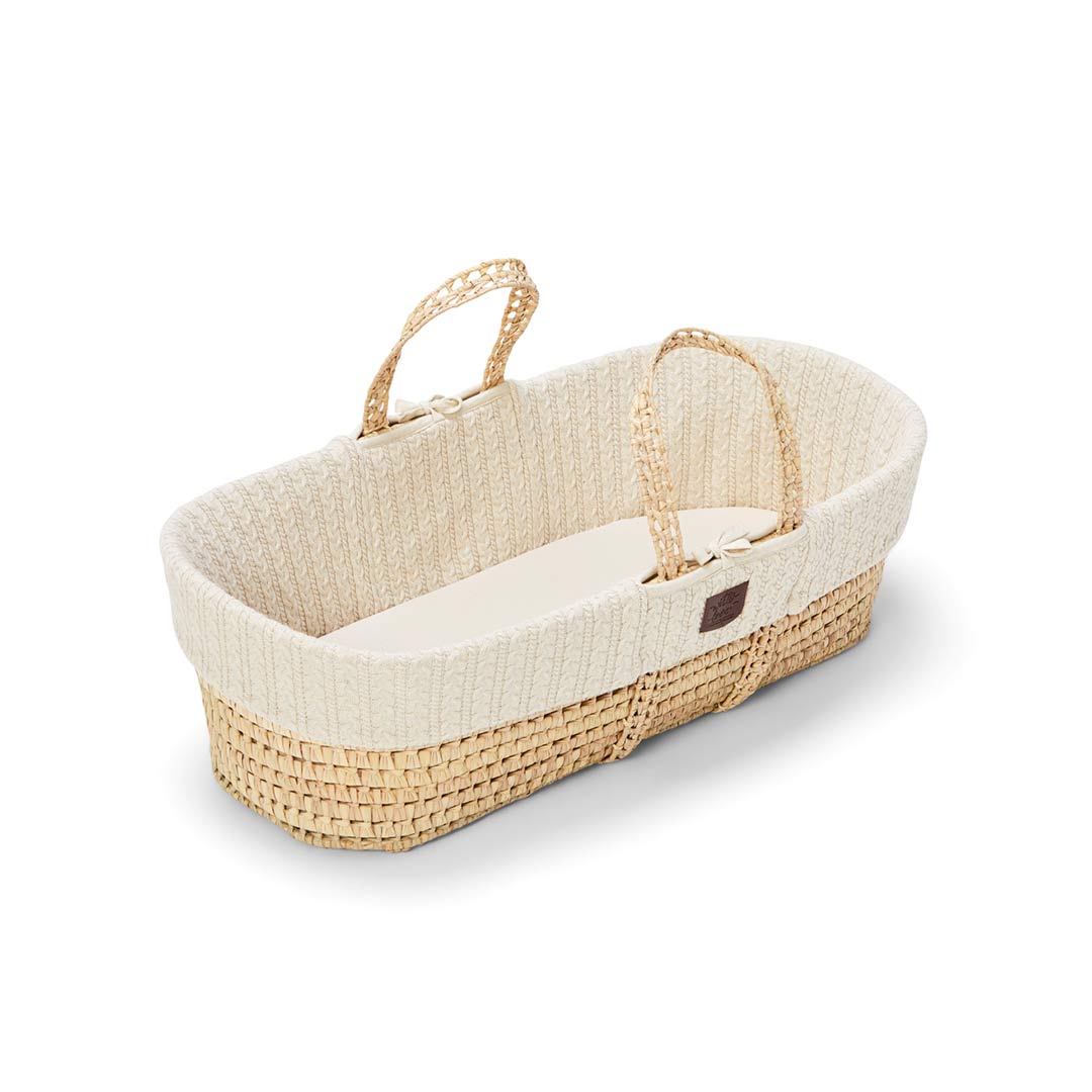  The Little Green Sheep Organic Knitted Moses Basket & Mattress - Linen、mySite、merchandisen